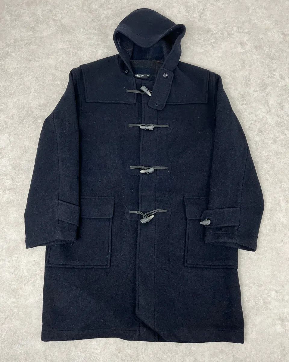 1990s Yves Saint Laurent Classy Dark Navy Wool Duffle Coat
