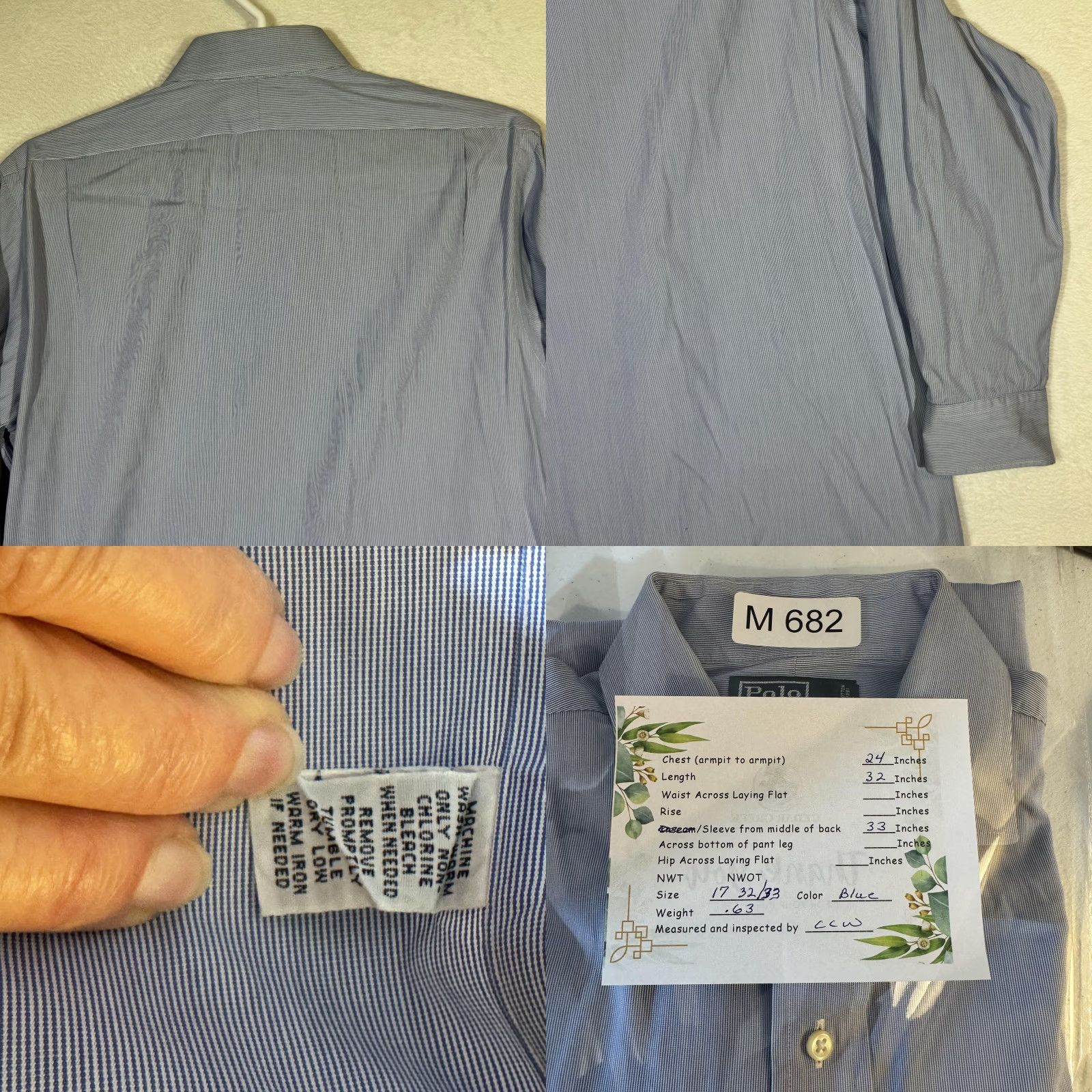 Polo Ralph Lauren VINTAGE Polo Ralph Lauren Shirt Mens 17 32/33 Blue Stripe Regent Custom Fit Button Down Size US XL / EU 56 / 4 - 9 Thumbnail