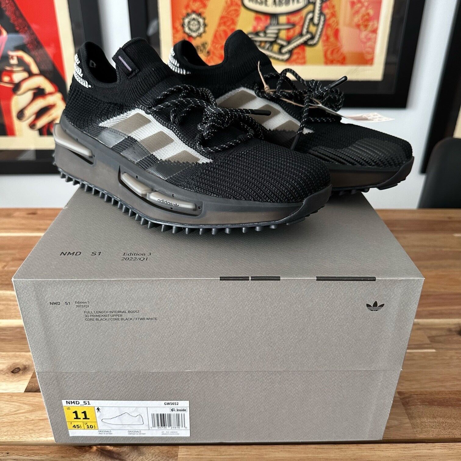 Adidas Adidas NMD S1 Core Black Size 11 US Mens Size US 11 / EU 44 - 1 Thumbnail