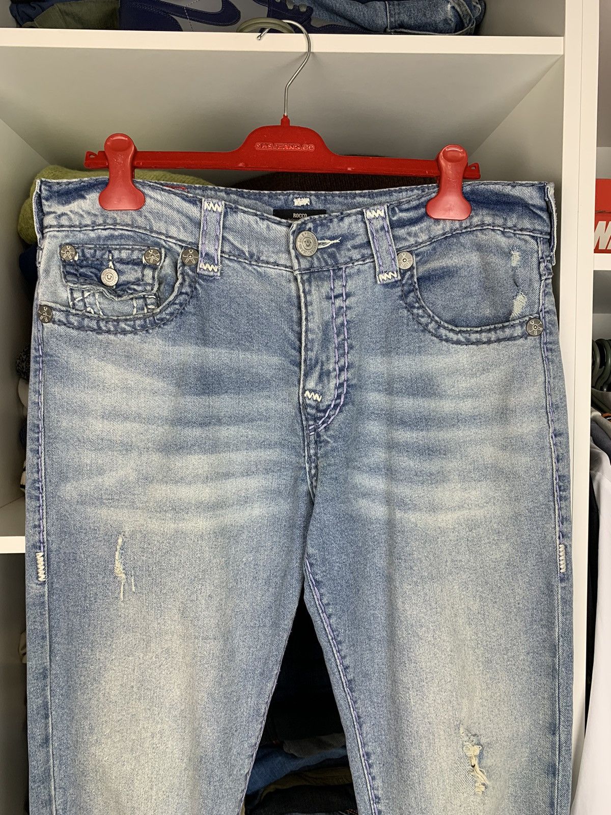 True Religion Rocco Relaxed Skinny Distressed Denim Jeans
