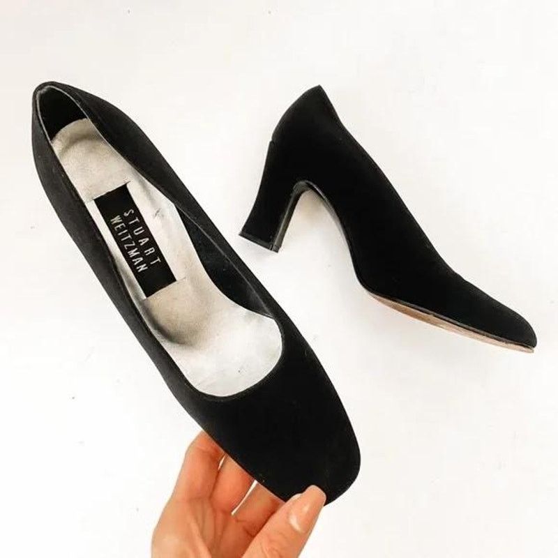 Stuart Weitzman Stuart Weitzman | Vintage 80s Black Squared Toe Pumps | 8.5 Size US 8.5 / IT 38.5 - 2 Thumbnail