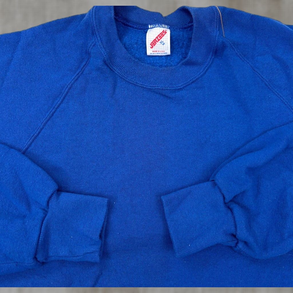 Jerzees VINTAGE Jerzees Sweatshirt Men XL Blue Crew Neck Pullover 50/50 USA 90s Y2K Heavyweight All Seasons Size US XL / EU 56 / 4 - 1 Thumbnail
