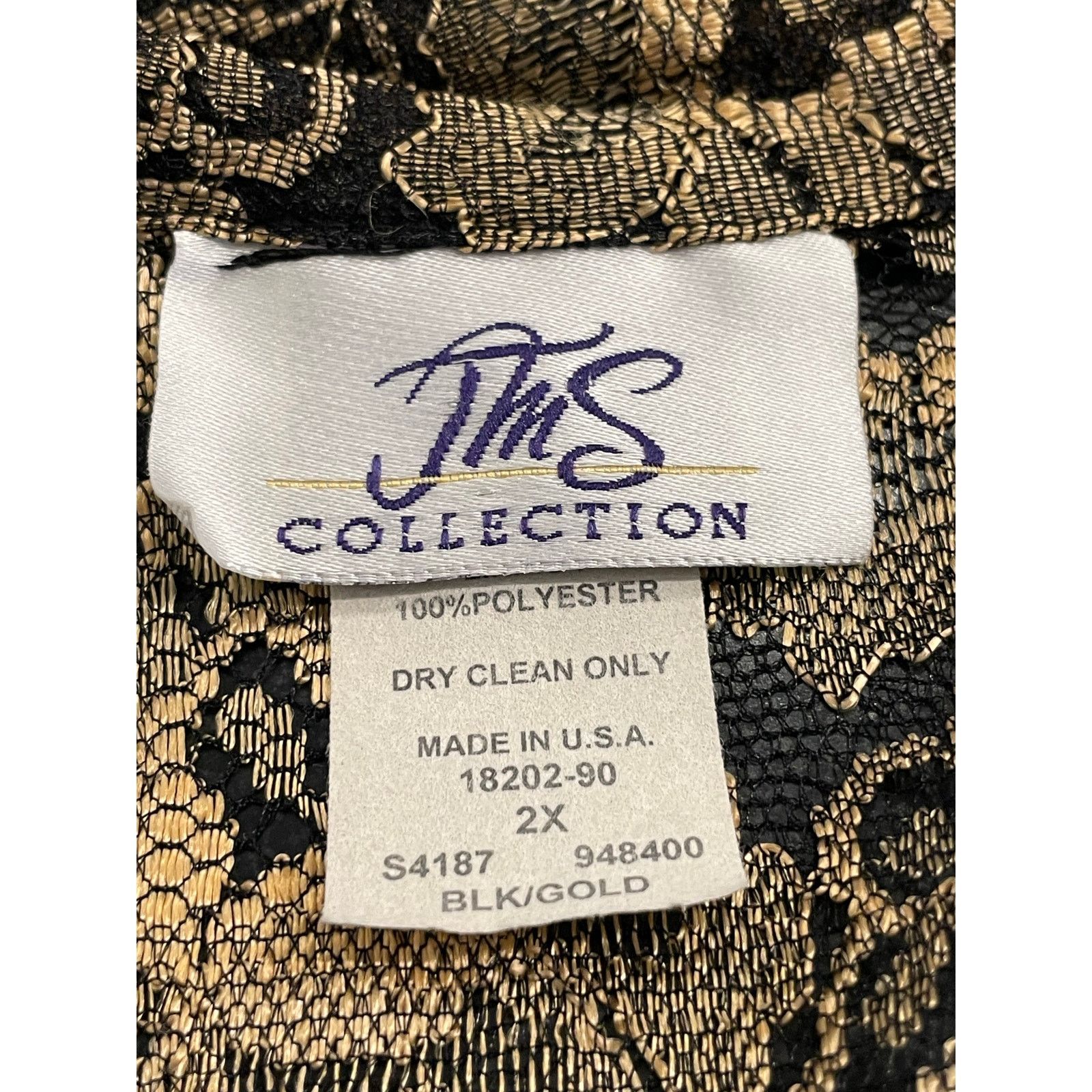 Other JMS Collection gold and black floral lace jacket blazer 2X Size XXL / US 16-18 / IT 52-54 - 4 Thumbnail