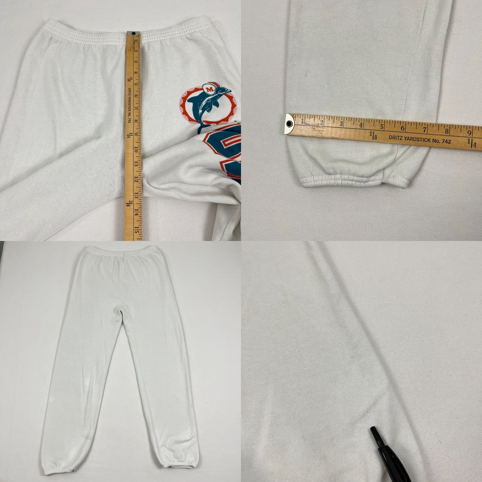 NFL VTG Miami Dolphins Sweatpants Adult Mens L White 90s Retro NFL Pockets Classic Sports Casual Sweatpants Size US 33 - 8 Thumbnail