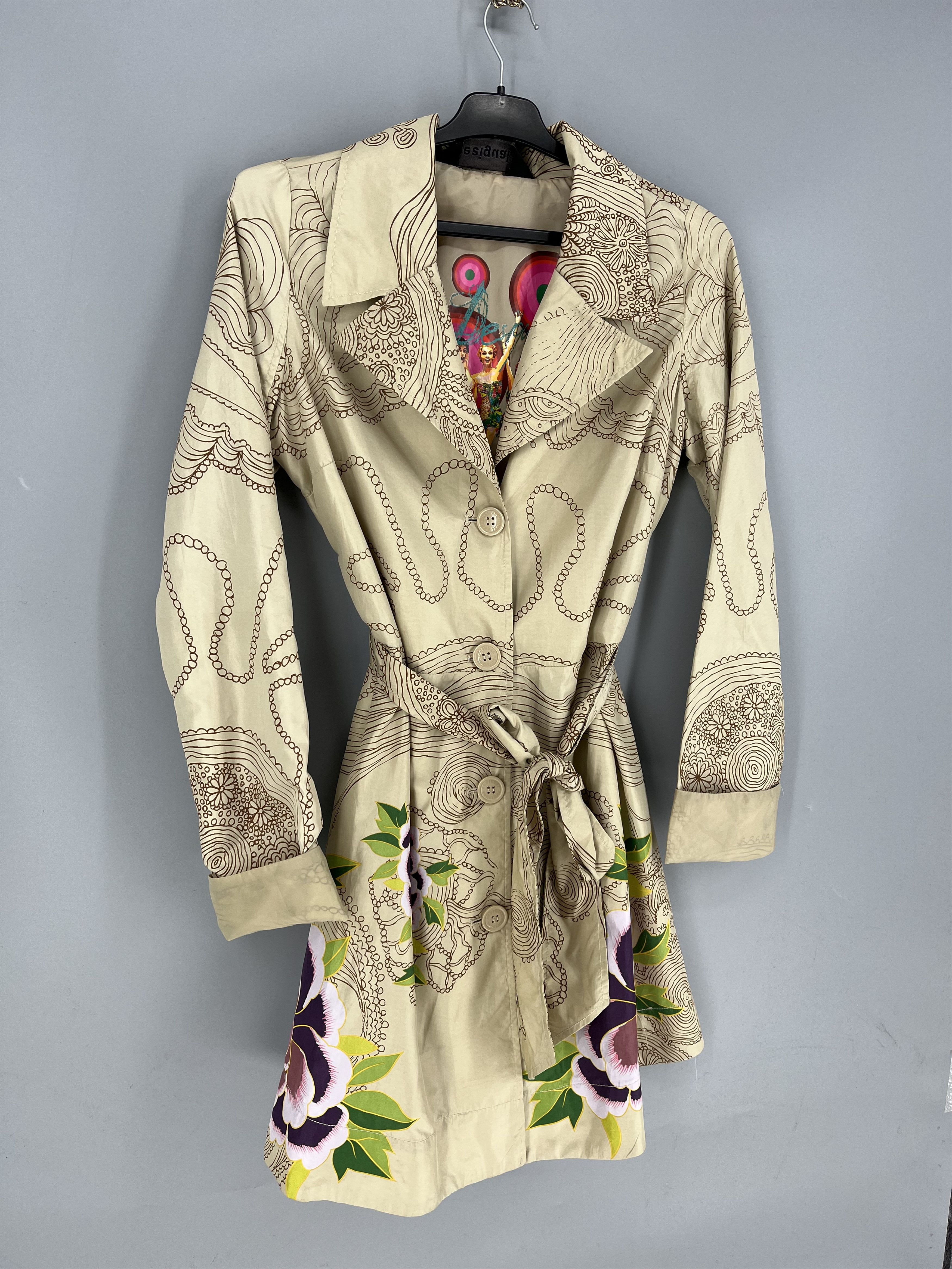 Desigual Ladies Desigual Multicolored Long Trench Coat Size XS Size XS / US 0-2 / IT 36-38 - 3 Thumbnail