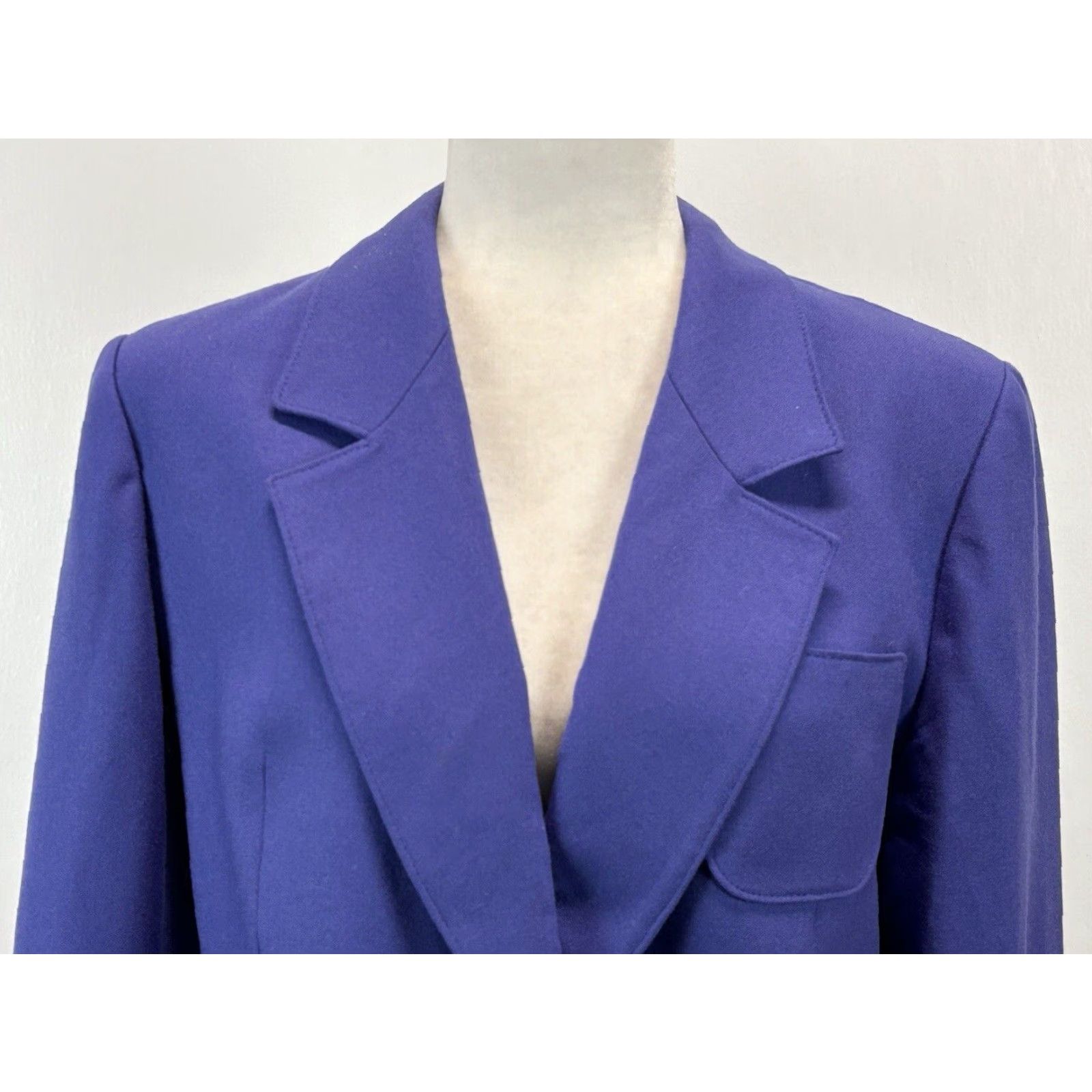 Pendleton VINTAGE Pendleton Blazer Women 14P Cropped One-Button Wool Blue Purple 80s Classic Womens Size XL / US 12-14 / IT 48-50 - 5 Thumbnail