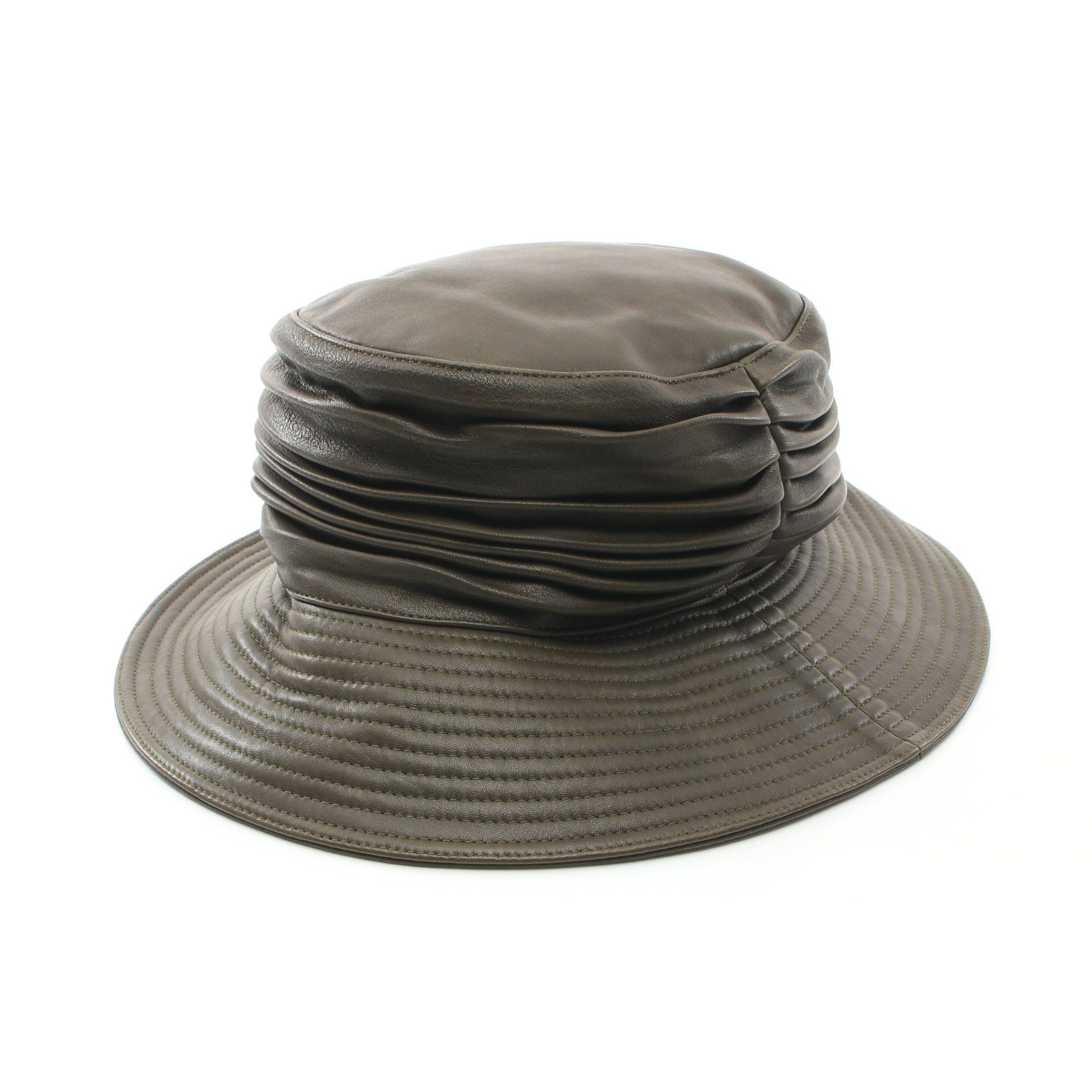 Hermes Hermes Hat Gather Stitch Lambskin Khaki Green Size ONE SIZE - 1 Thumbnail