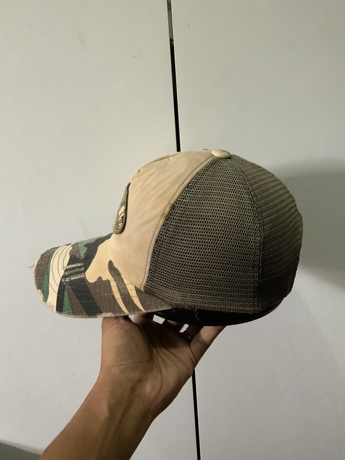 Japanese Brand Rock the Party Camoflauge Distressed Woodland Trucker Hat Size ONE SIZE - 3 Thumbnail
