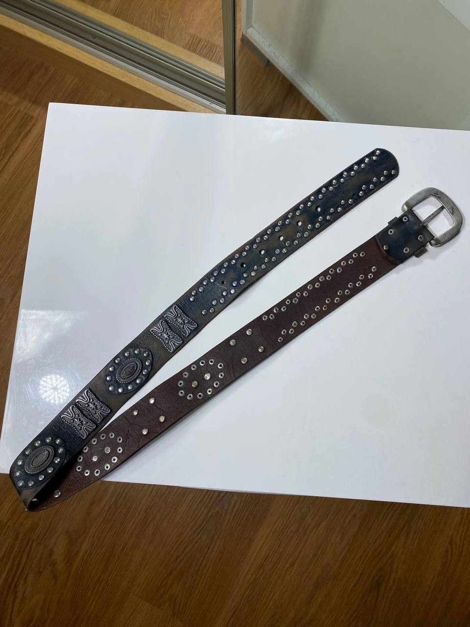 Vintage Vintage leather rhinestones belts BB Simon style punk y2k Size ONE SIZE - 8 Thumbnail
