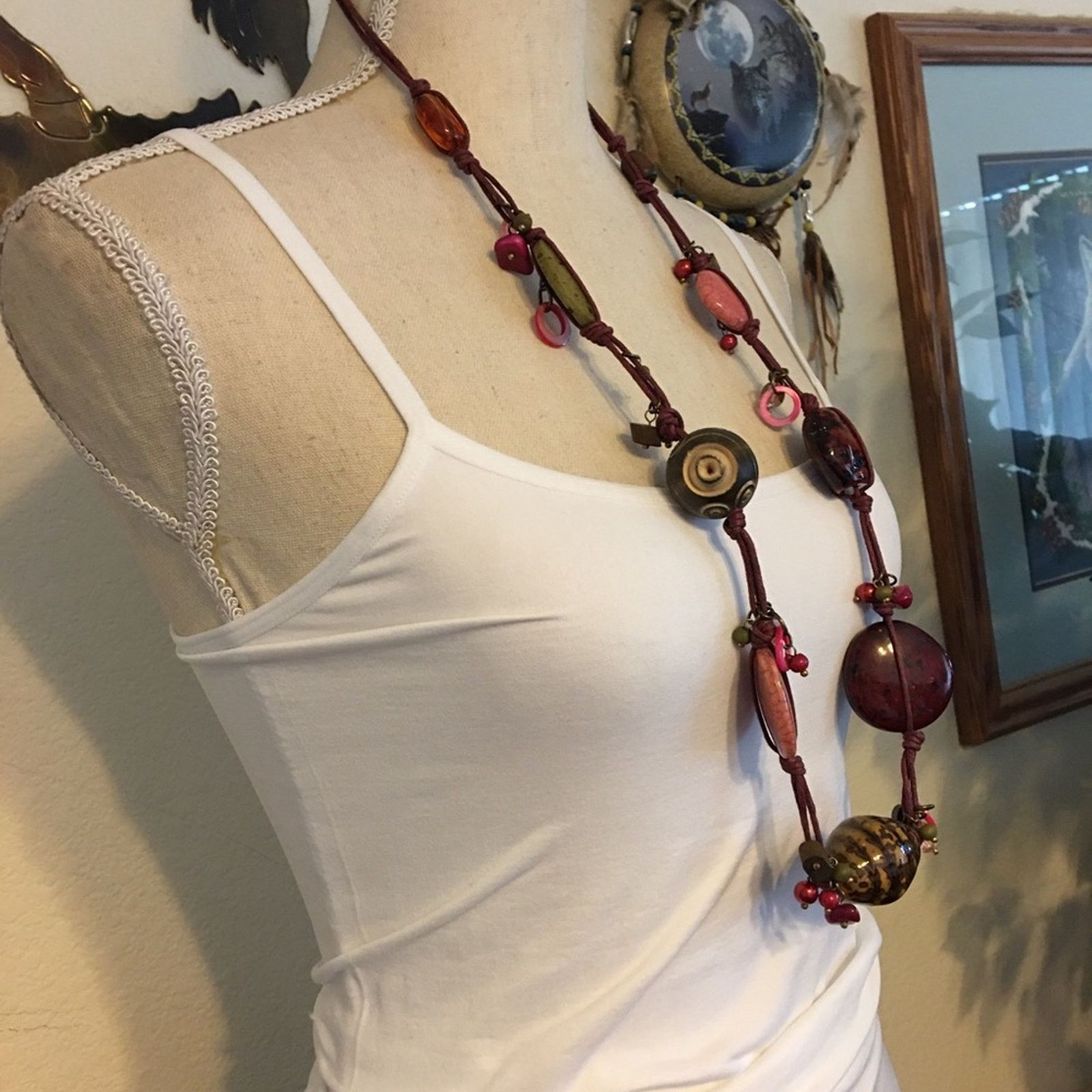 Vintage Vintage large ceramic & wood bead necklace Size ONE SIZE - 2 Thumbnail