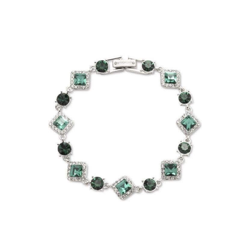 image of Givenchy Emerald Green Stone Silver Bracelet, Men's