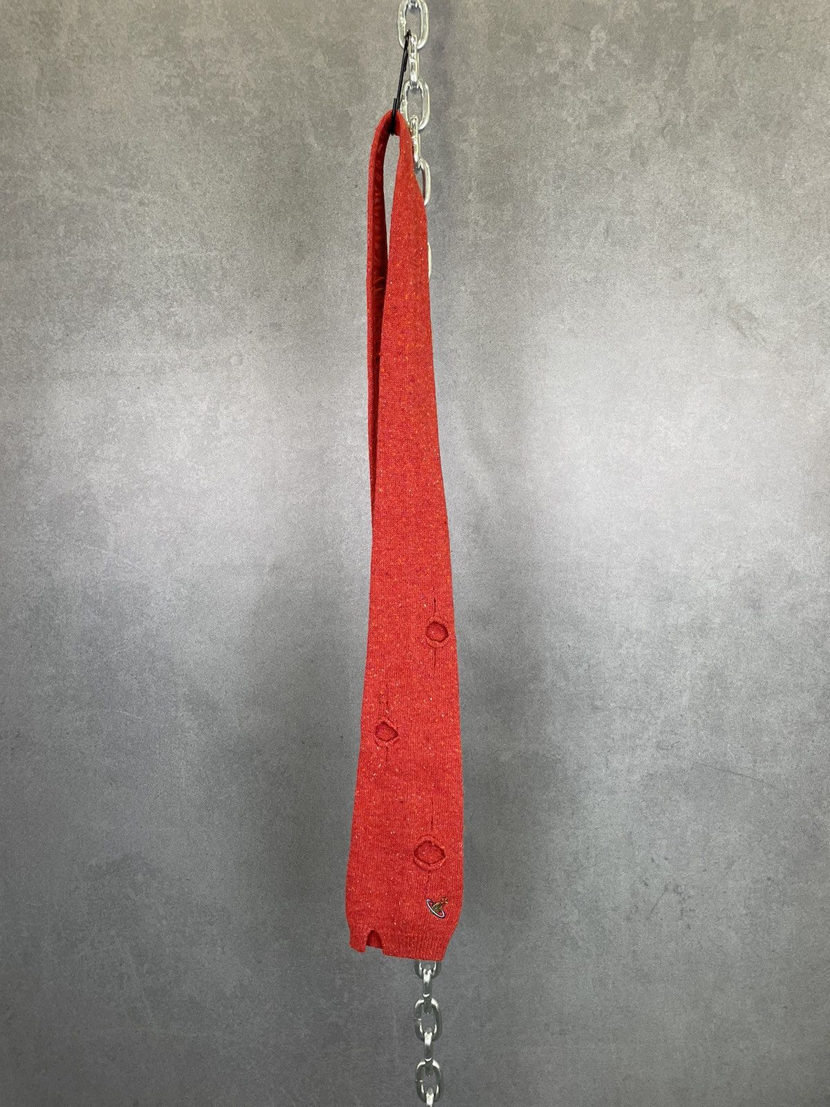 Vivienne Westwood VTG Vivienne Westwood Punk Red Wool Knit Distressed Necktie Size ONE SIZE - 5 Thumbnail