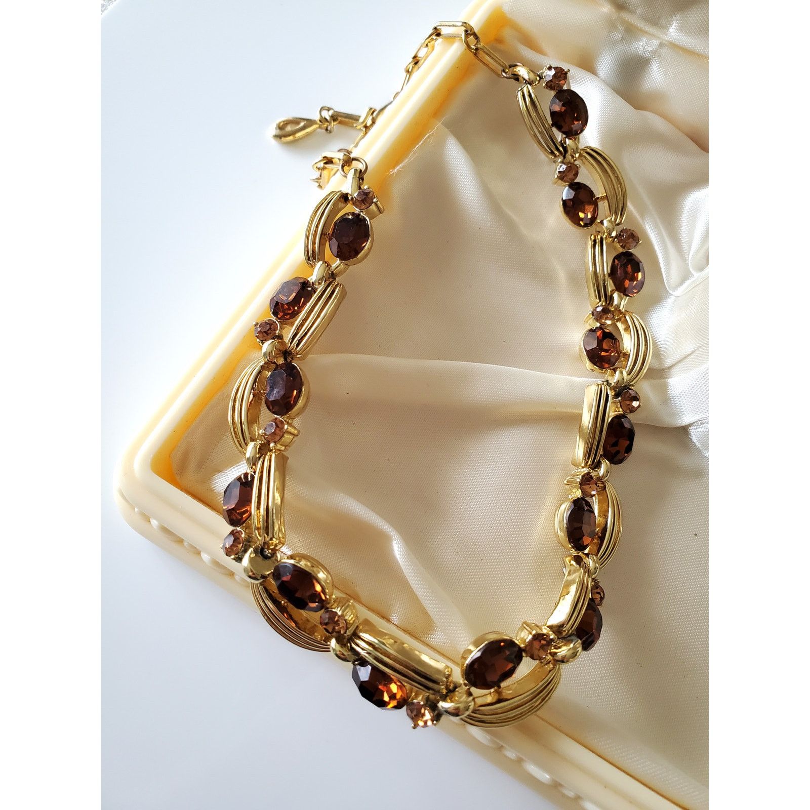 Other Vintage Amber Brown Rhinestone Choker Necklace by Lisner Size ONE SIZE - 1 Thumbnail