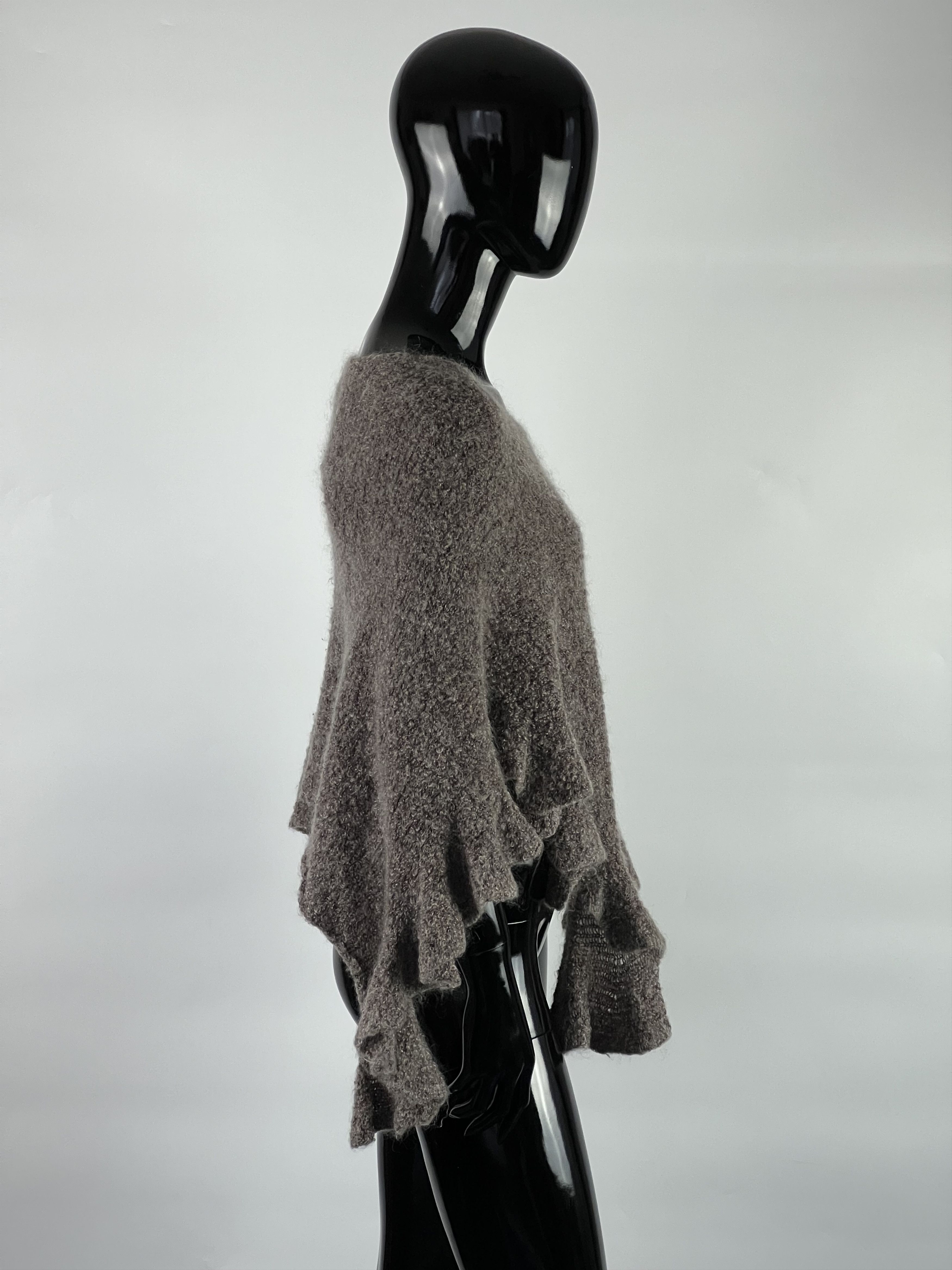 Designer Grizas Mohair Wool Asymmetrical Poncho One Size Size ONE SIZE - 2 Thumbnail