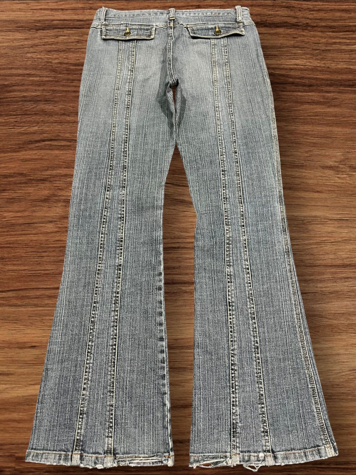 If Six Was Nine Panel Stitched Y2K Cargo Inspired Pocket Bell Bottom Jeans Size US 30 / EU 46 - 2 Thumbnail