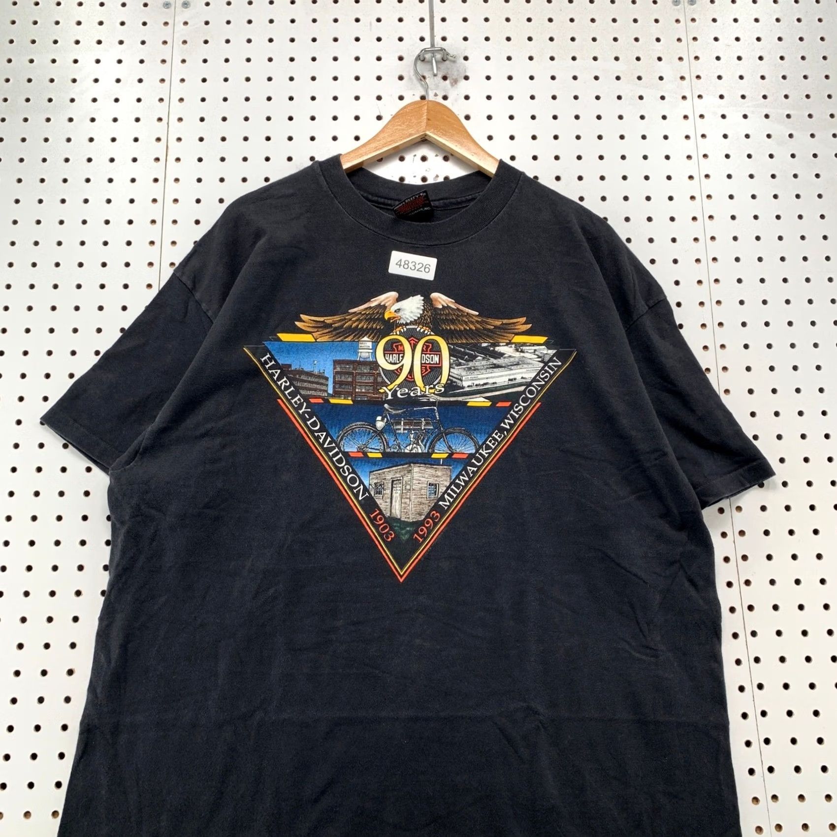 Harley Davidson VINTAGE Harley-Davidson 90th Anniversary T Shirt 2XL Black Mens Graphic Tee 90s USA Made Size US XXL / EU 58 / 5 - 4 Thumbnail