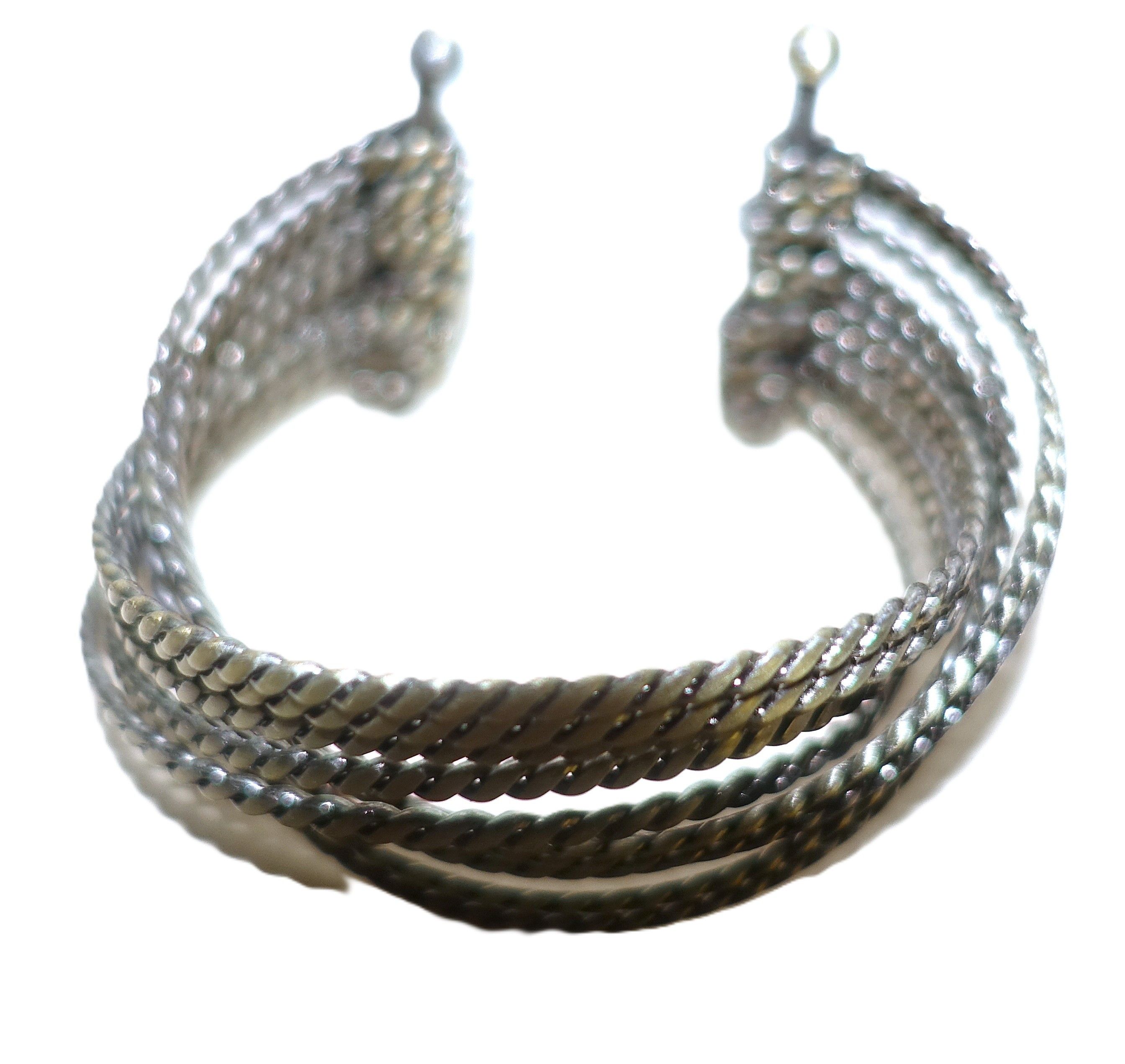 Vintage Silver tone Multi Strand Cuff Bracelet Size ONE SIZE - 4 Thumbnail