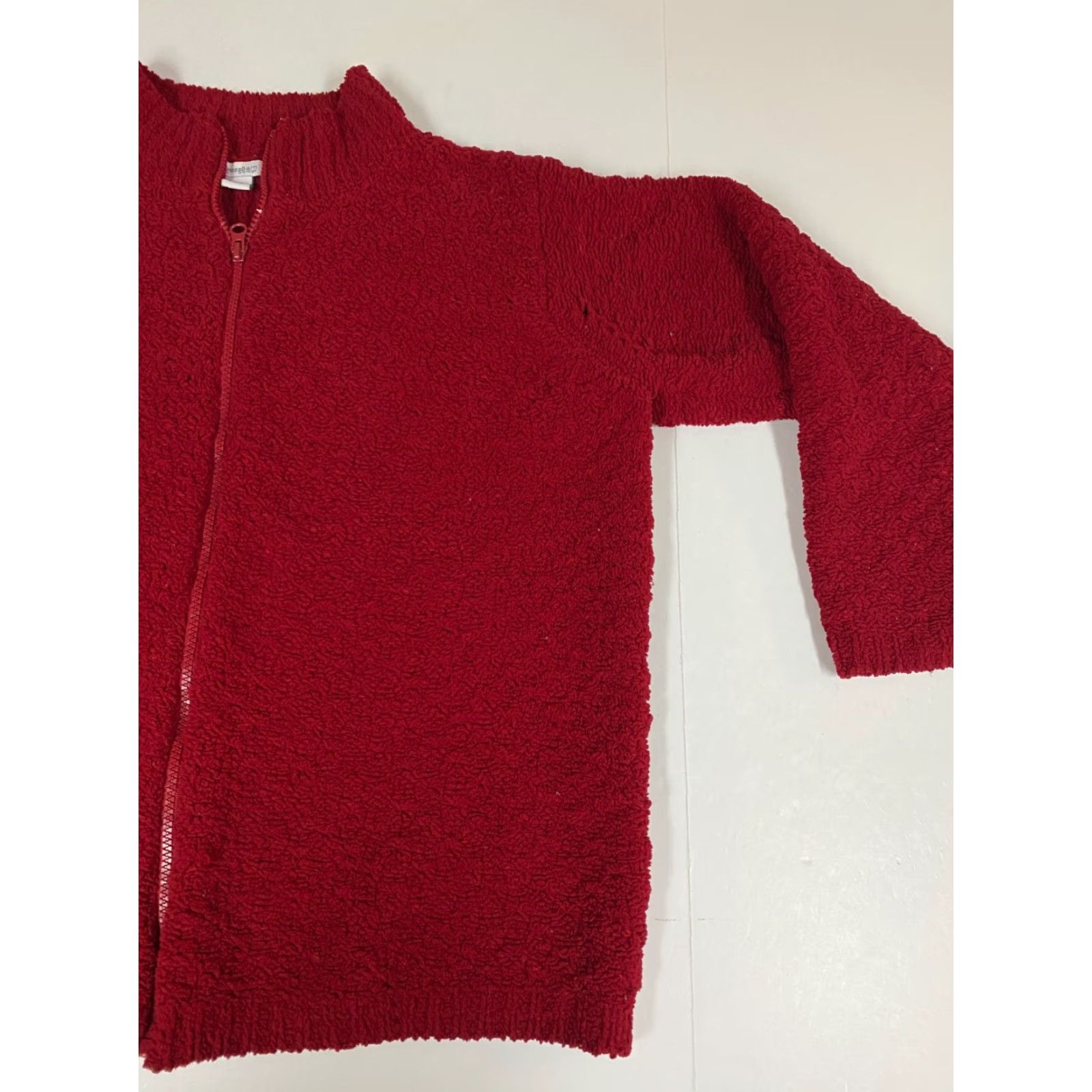 Vintage Dressbarn Jacket Womens 14 Full Zip Red Fleece Casual Fall Spring Long Sleeve Mens? Girls? Wait. Size XL / US 12-14 / IT 48-50 - 2 Thumbnail