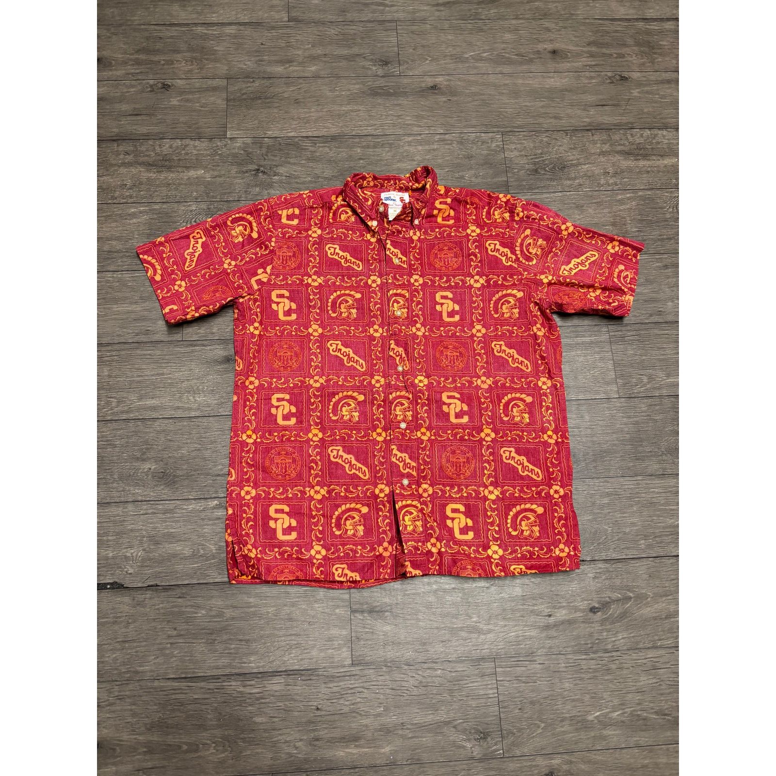 Reyn Spooner × Vintage USC Reyn Spooner Hawaiian Button Shirt Red Tee Sz M Size US M / EU 48-50 / 2 - 1 Thumbnail