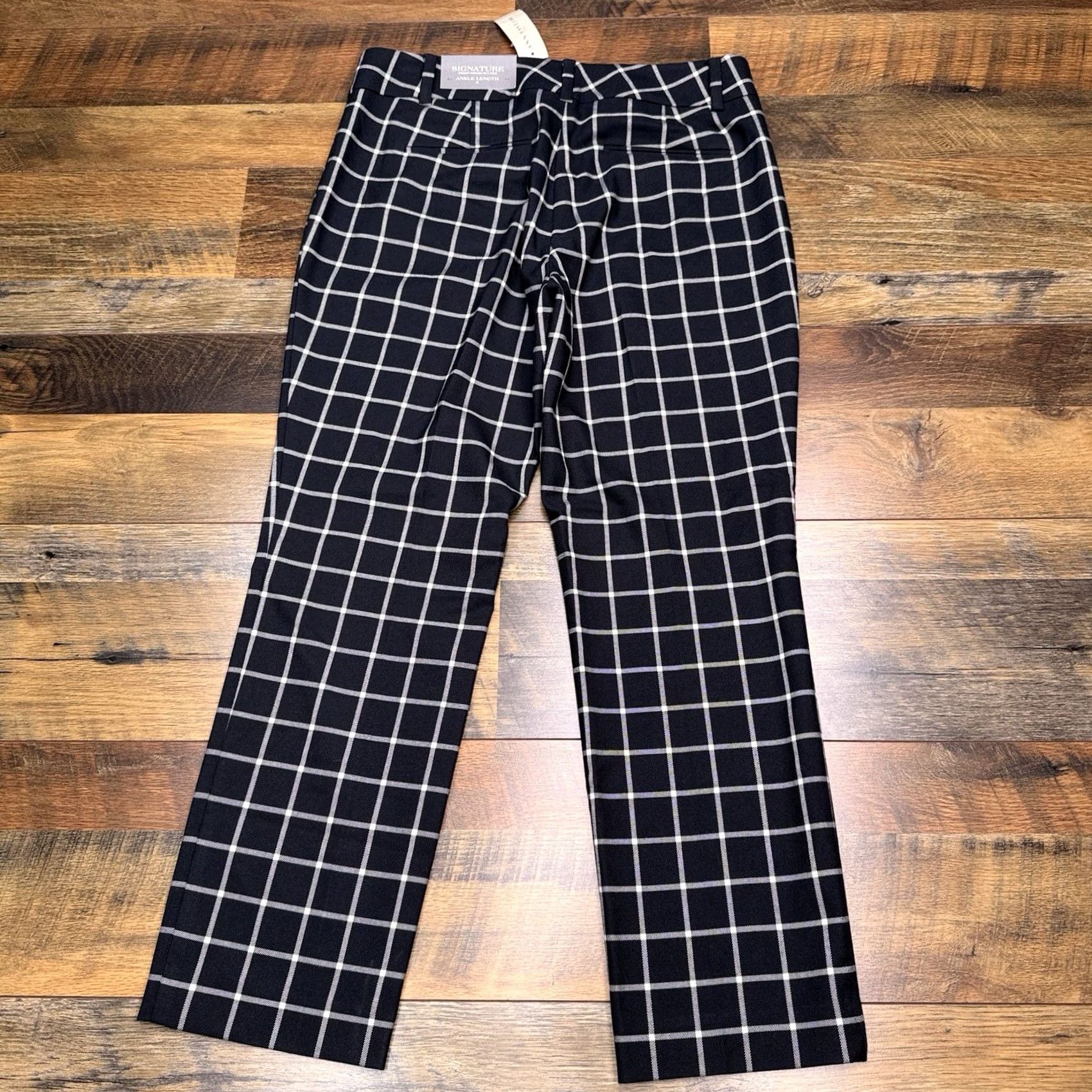 Ann Taylor Ann Taylor Signature Ankle Pants 6 Black Check Mid Rise Stretch New Pants Women Regular Slim Straight Long Twill City Workwear Size 28" / US 6 / IT 42 - 3 Thumbnail