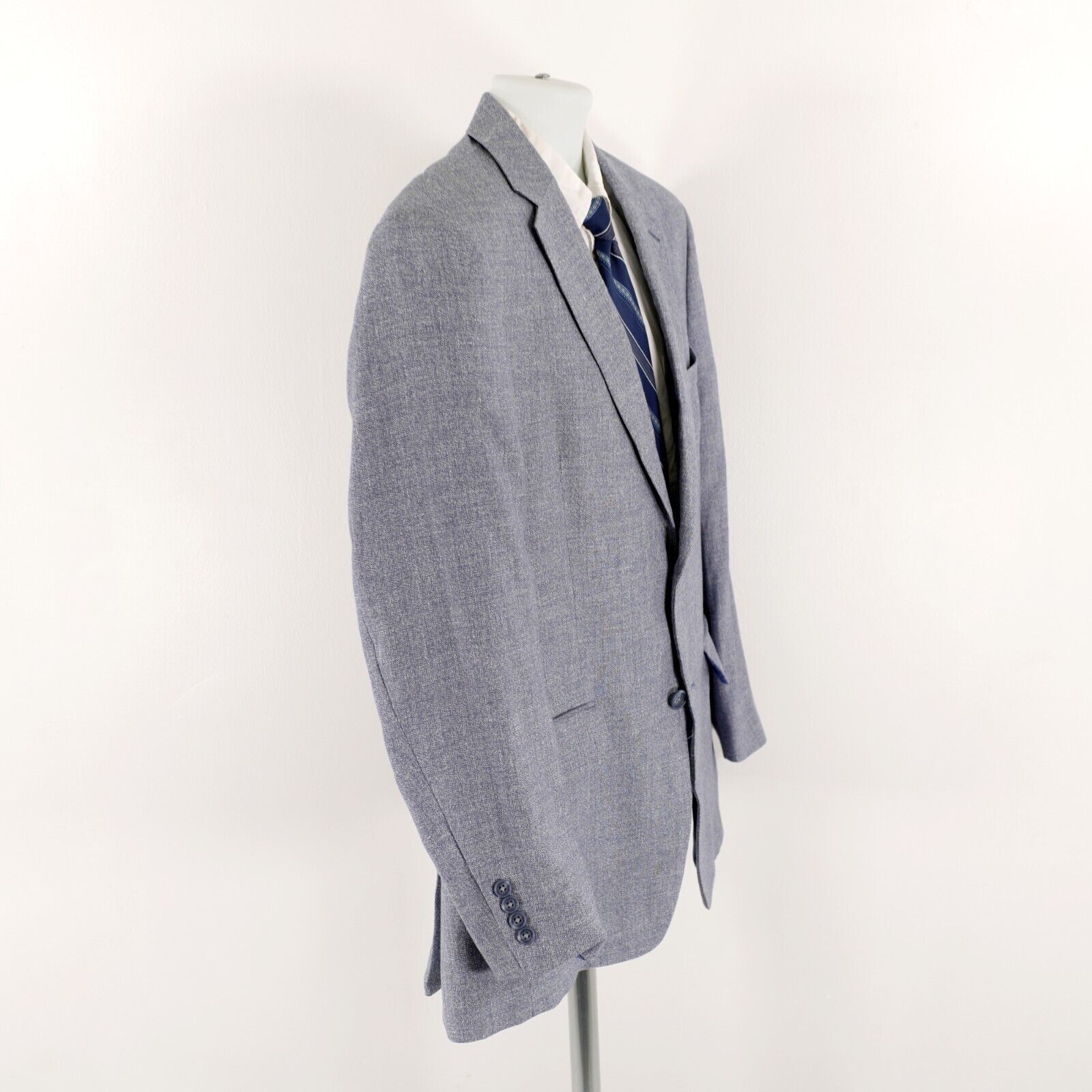 Jos. A. Bank Jos A Bank Linen Wool Blue Spec Tailored Fit 2 Button Blazer Size 40R - 8 Thumbnail