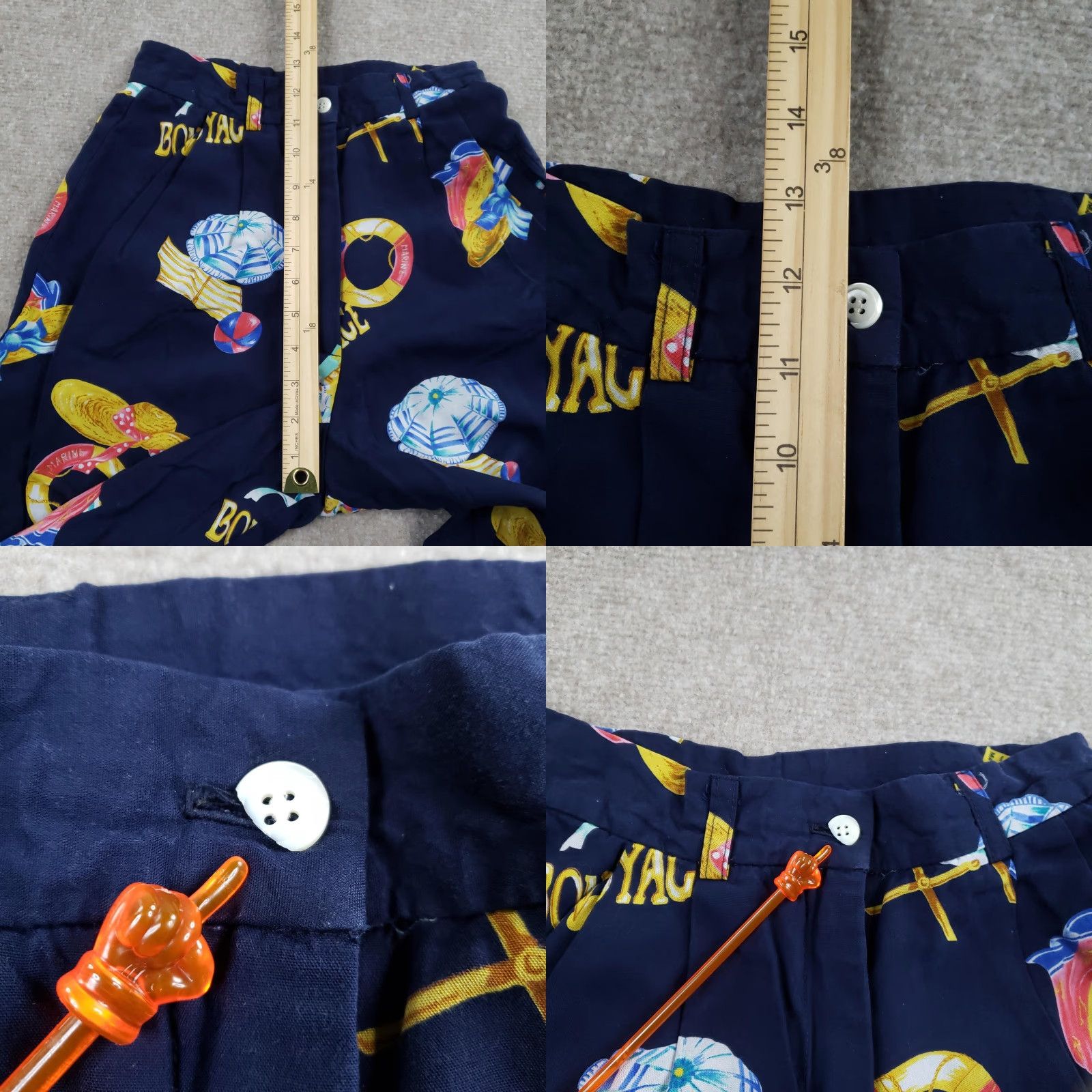 Vintage VINTAGE Breeches Pants Womens 2 Blue Bon Voyage Cruise Print High Rise Rayon 90s Size 26" / US 2 / IT 38 - 8 Thumbnail