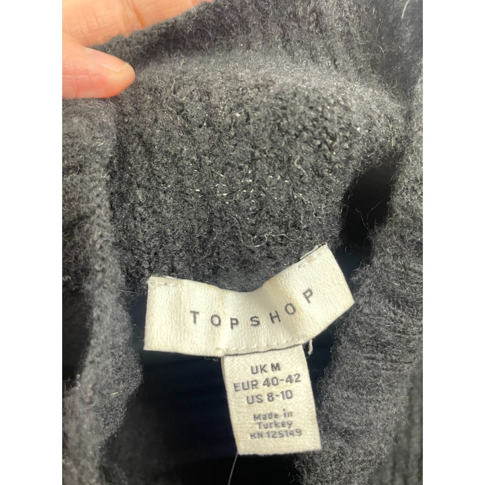Topshop Topshop Sweater Women Size 8-10 Black Pullover Cropped Knit Ribbed Long Sleeve Mock Neck Size M / US 6-8 / IT 42-44 - 7 Thumbnail