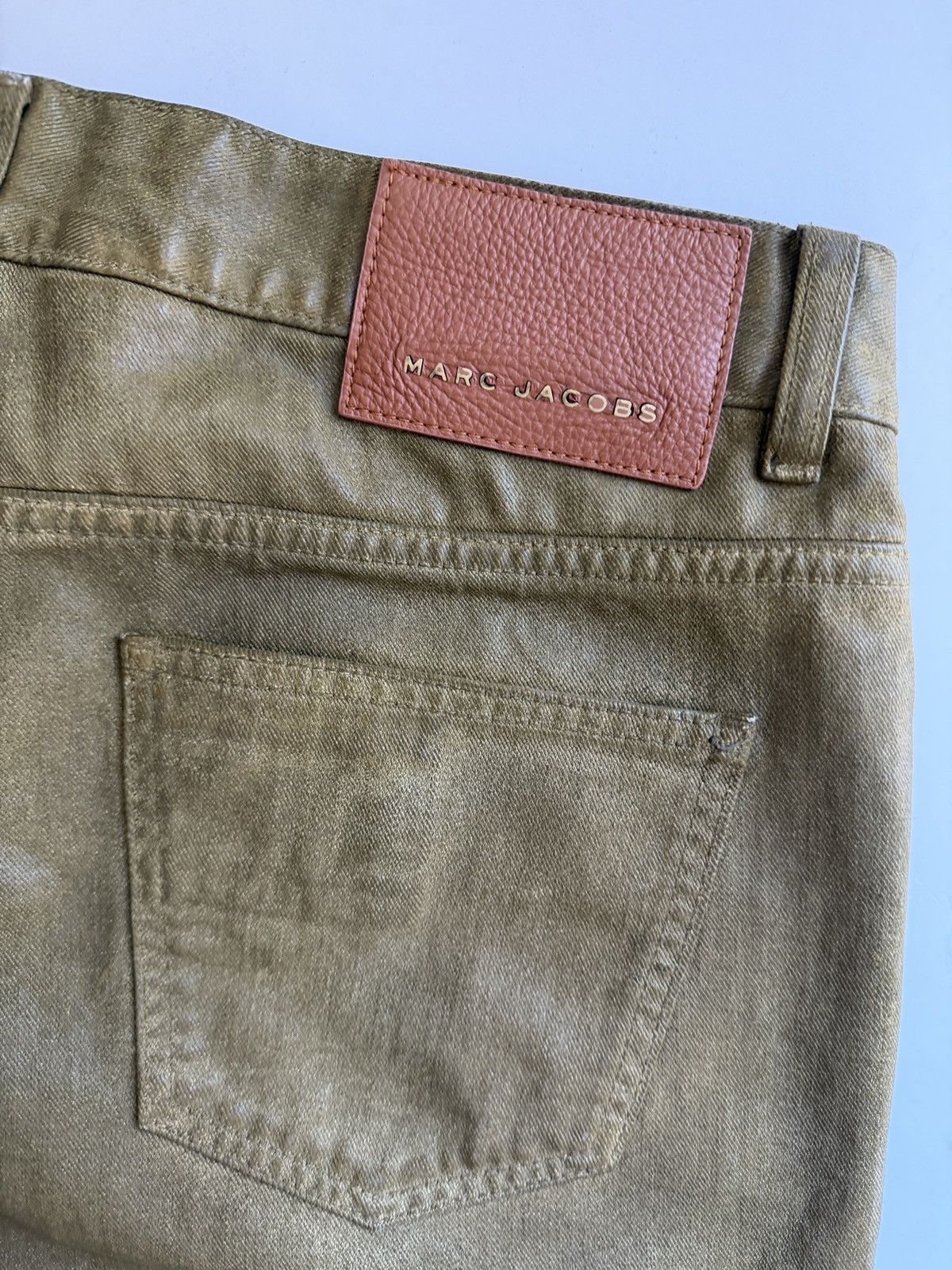 Marc Jacobs Marc Jacobs COLLECTION Waxed Cotton Distressed Gold Jeans Size US 34 / EU 50 - 9 Thumbnail
