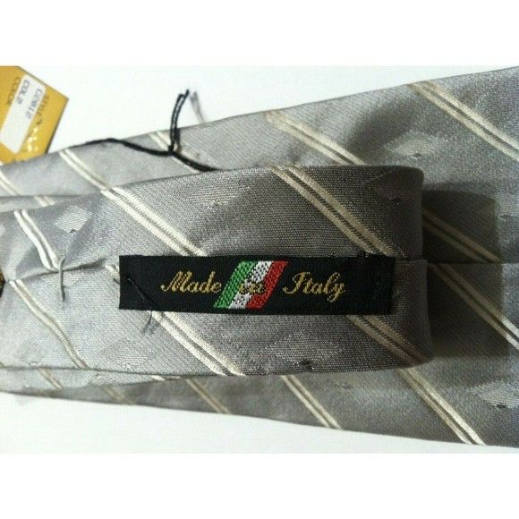 BUGATCHI BUGATCHI MENS NEW SILVER 100% SILK STRIPED TIE WIDTH: 3 1/2" Size ONE SIZE - 4 Thumbnail
