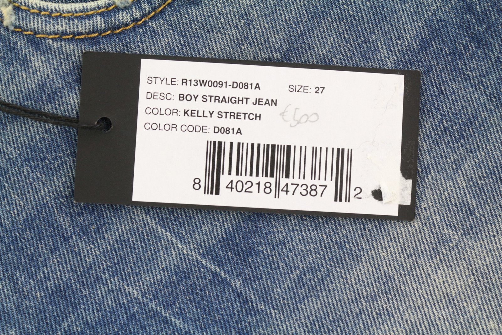 R13 BOY STRAIGHT 27 Cropped Ankle Washed Blue Kelly 84444 Size 27" / US 4 / IT 40 - 7 Thumbnail