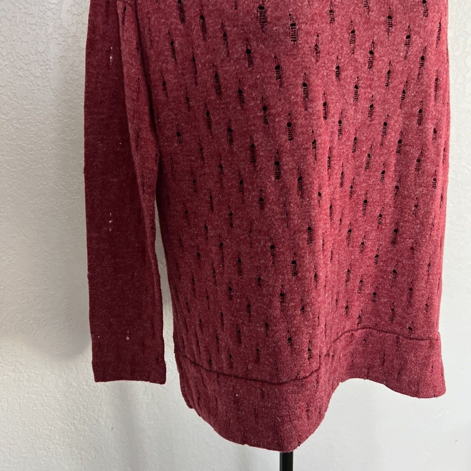 Other Mododoc HiLo Eyelet Sweater Small Burgundy Wine Long Sleeve Size S / US 4 / IT 40 - 4 Thumbnail
