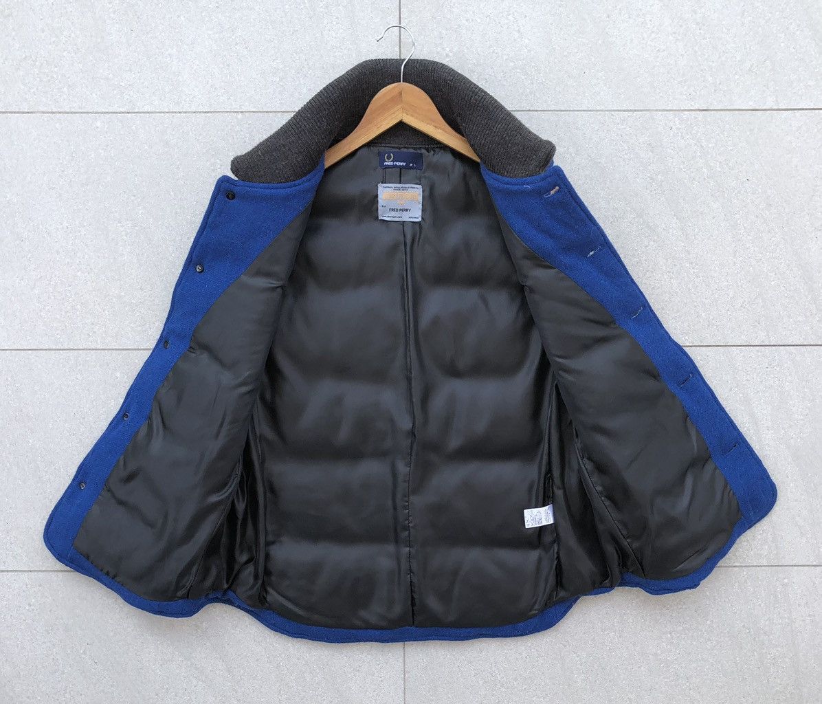 Fred Perry FRED PERRY Thermore Wool and Leather Blue Tweed Padded Vest Size US L / EU 52-54 / 3 - 13 Thumbnail