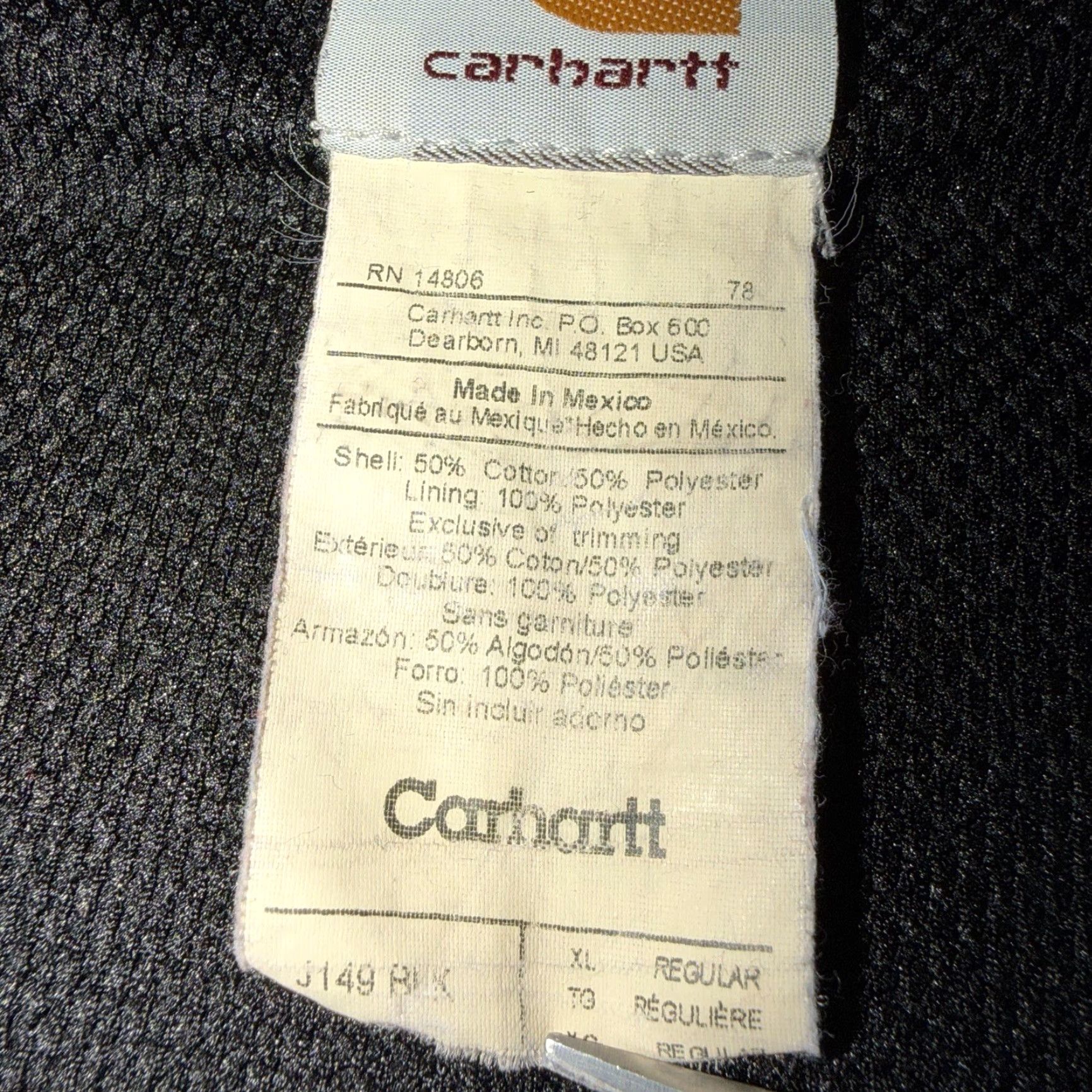 Carhartt VTG Carhartt J149 Jacket Men’s XL Thermal Lined Faded Black Full Zip Hoodie Work Size US XXL / EU 58 / 5 - 6 Thumbnail
