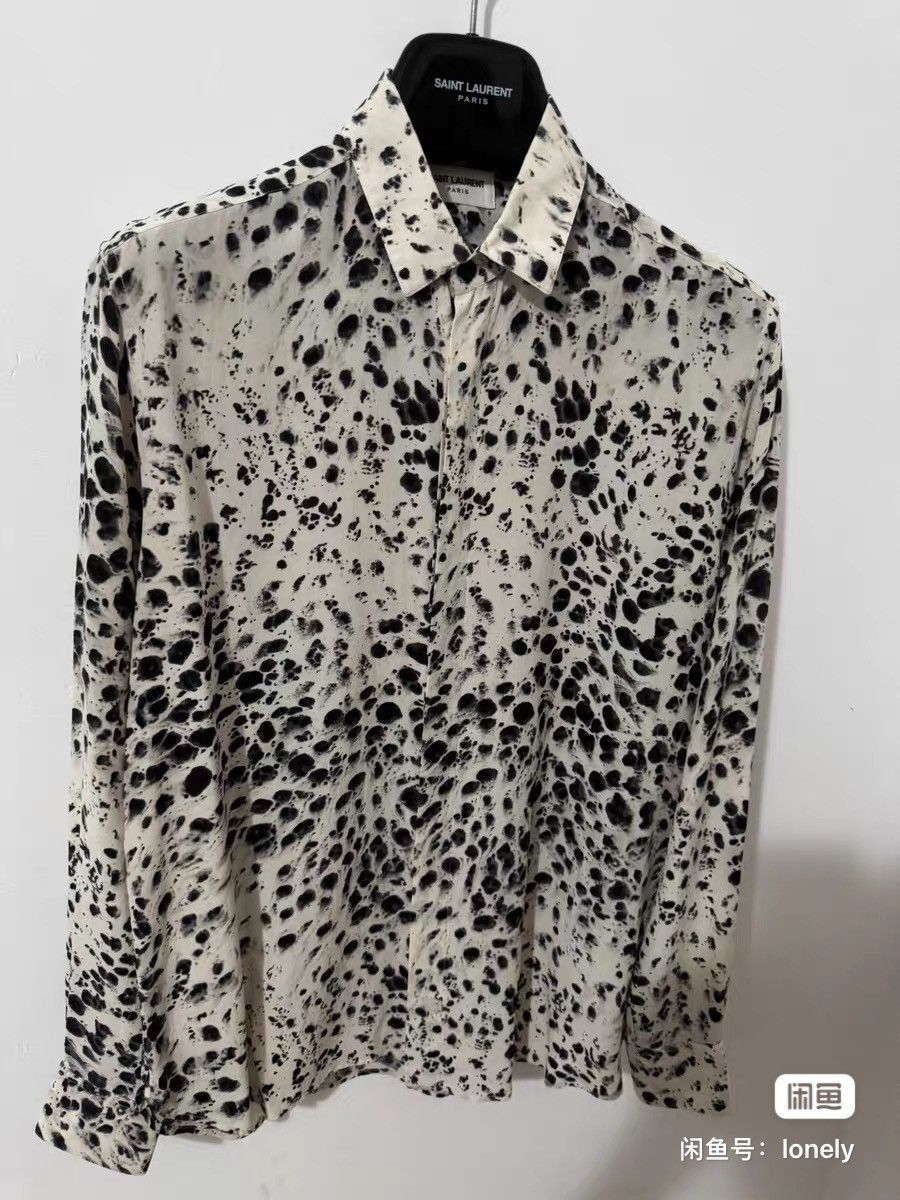 Saint Laurent Paris Saint Laurent 20FW Silk Art Ink Splatter Polka Dot Shirt Size US M / EU 48-50 / 2 - 3 Thumbnail
