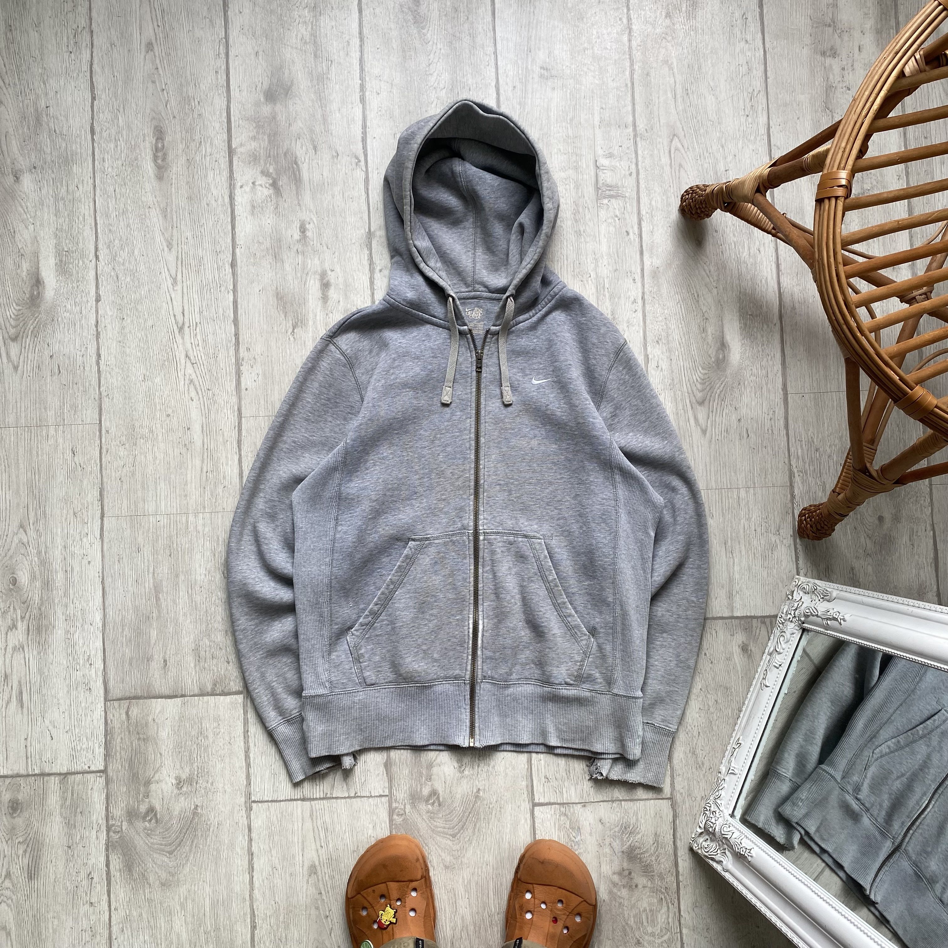 Nike 🦏 Trashed Nike Zip Hoodie Vintage mini Swoosh Worker style Size US S / EU 44-46 / 1 - 1 Thumbnail