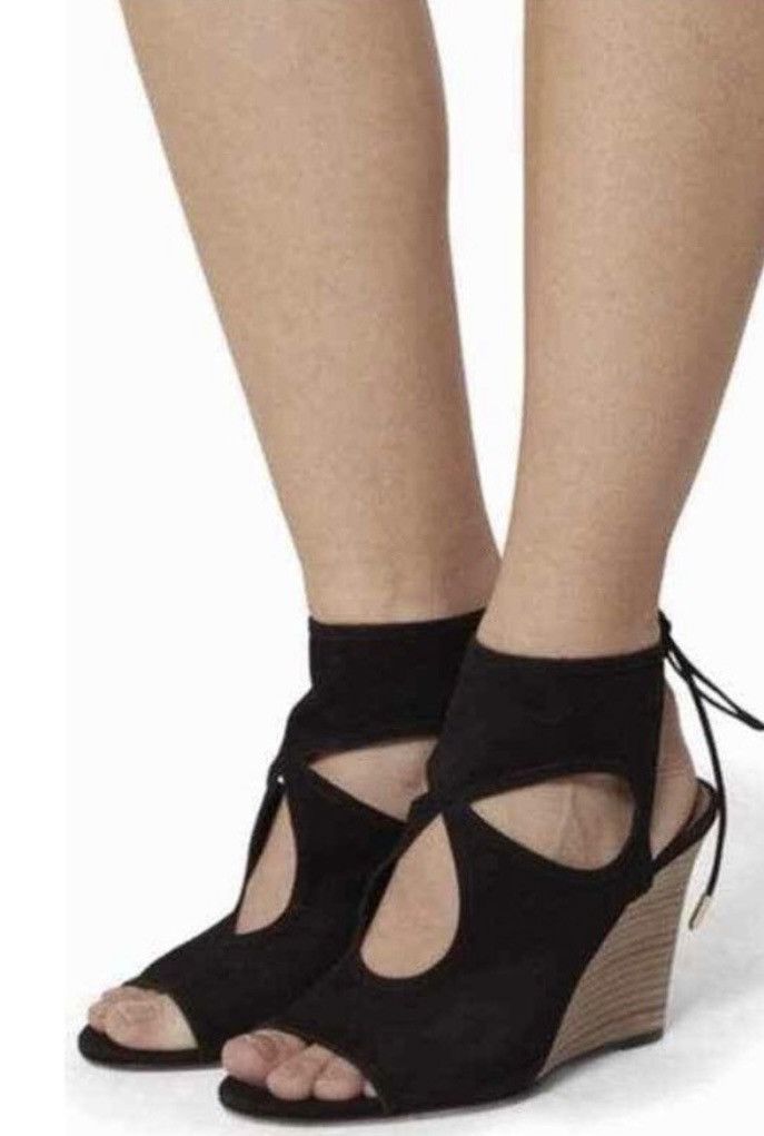 Aquazzura Sexy Thing Cut Out Suede Wedge Sandals Size US 10 / IT 40 - 1 Thumbnail