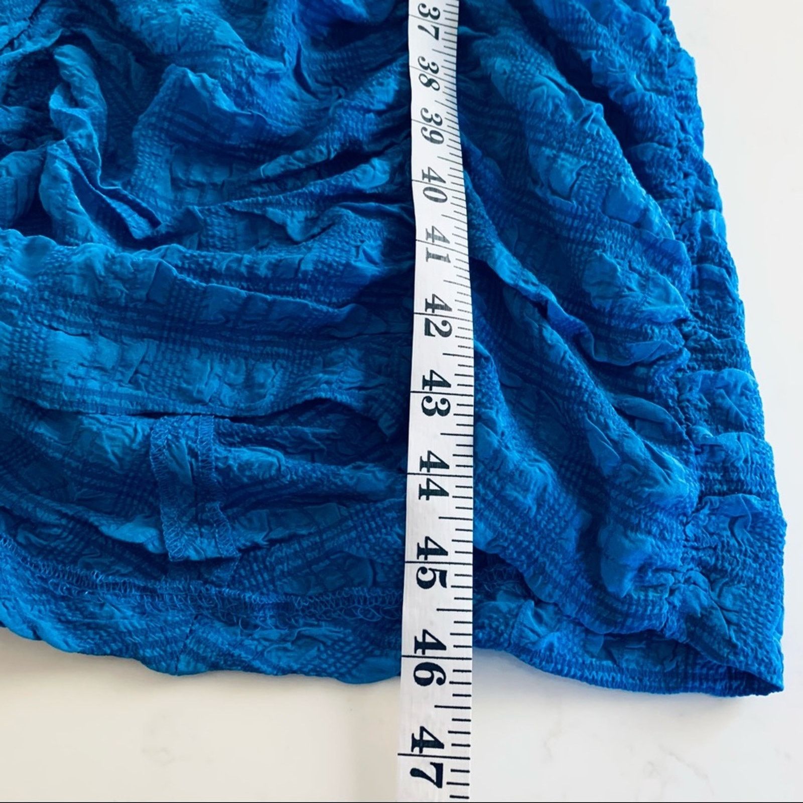 Zara Zara Bright Blue Ruched Bodycon Midi Dress Bloggers Size L / US 10 / IT 46 - 8 Thumbnail