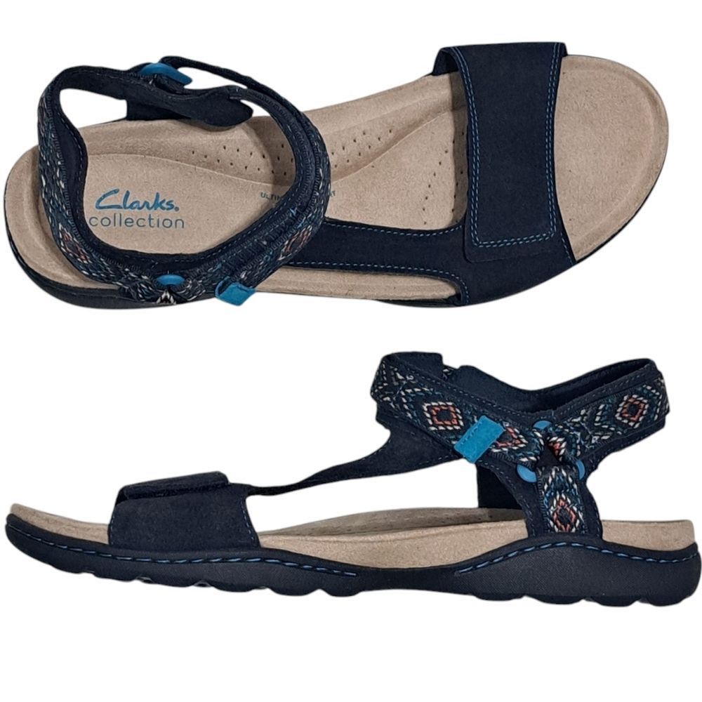 Clarks Clarks Amanda Step Riptape Summer Comfy Sandals Navy Suede Size US 11 / IT 41 - 1 Thumbnail