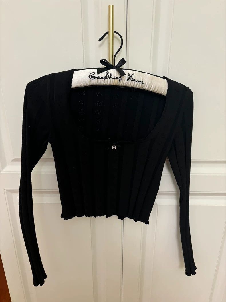 Alexander Wang Alexander Wang Knit Rhinestone Long Sleeve Top- Size S / US 4 / IT 40 - 1 Thumbnail