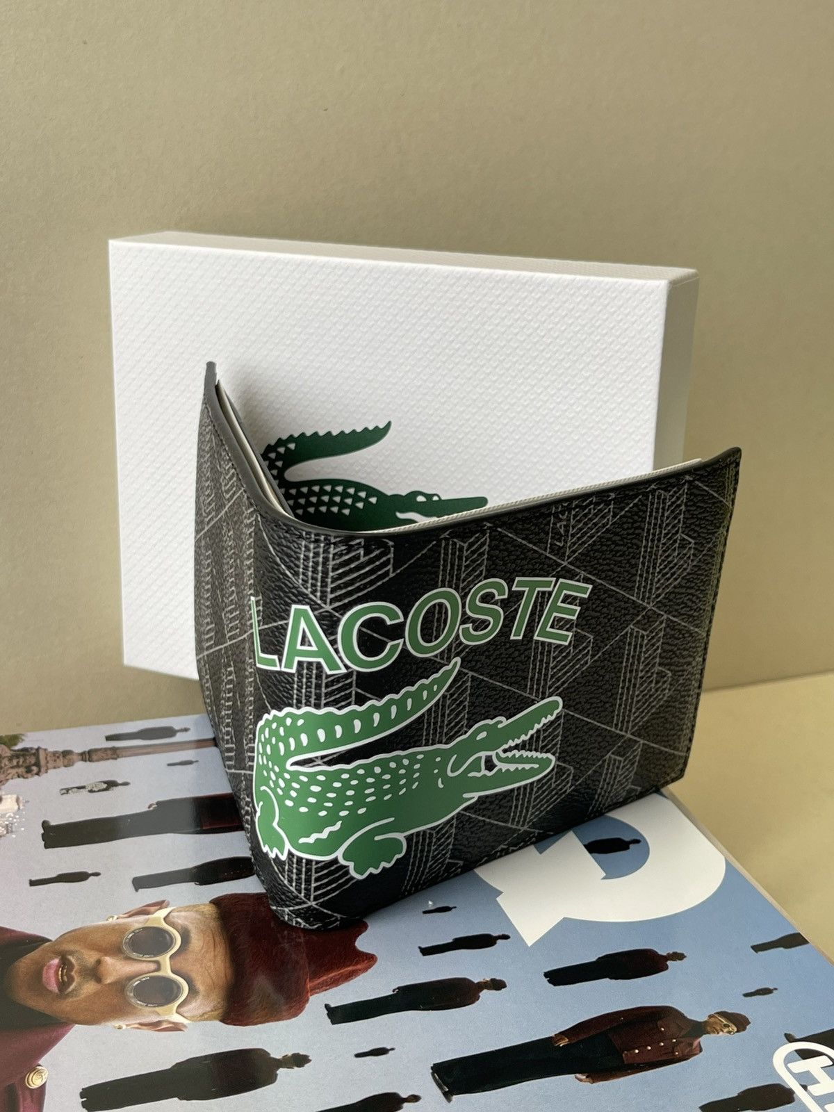 Lacoste (new+tag) Lacoste men bifold wallet monogram black Size ONE SIZE - 7 Thumbnail