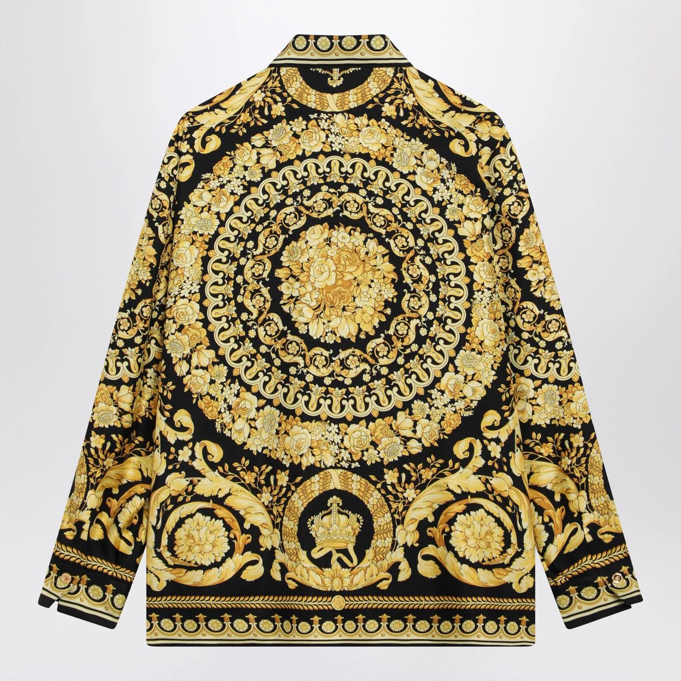 Versace o1d2blof0426 Printed Silk Twill Shirt in Black/Gold Size M / US 6-8 / IT 42-44 - 2 Thumbnail