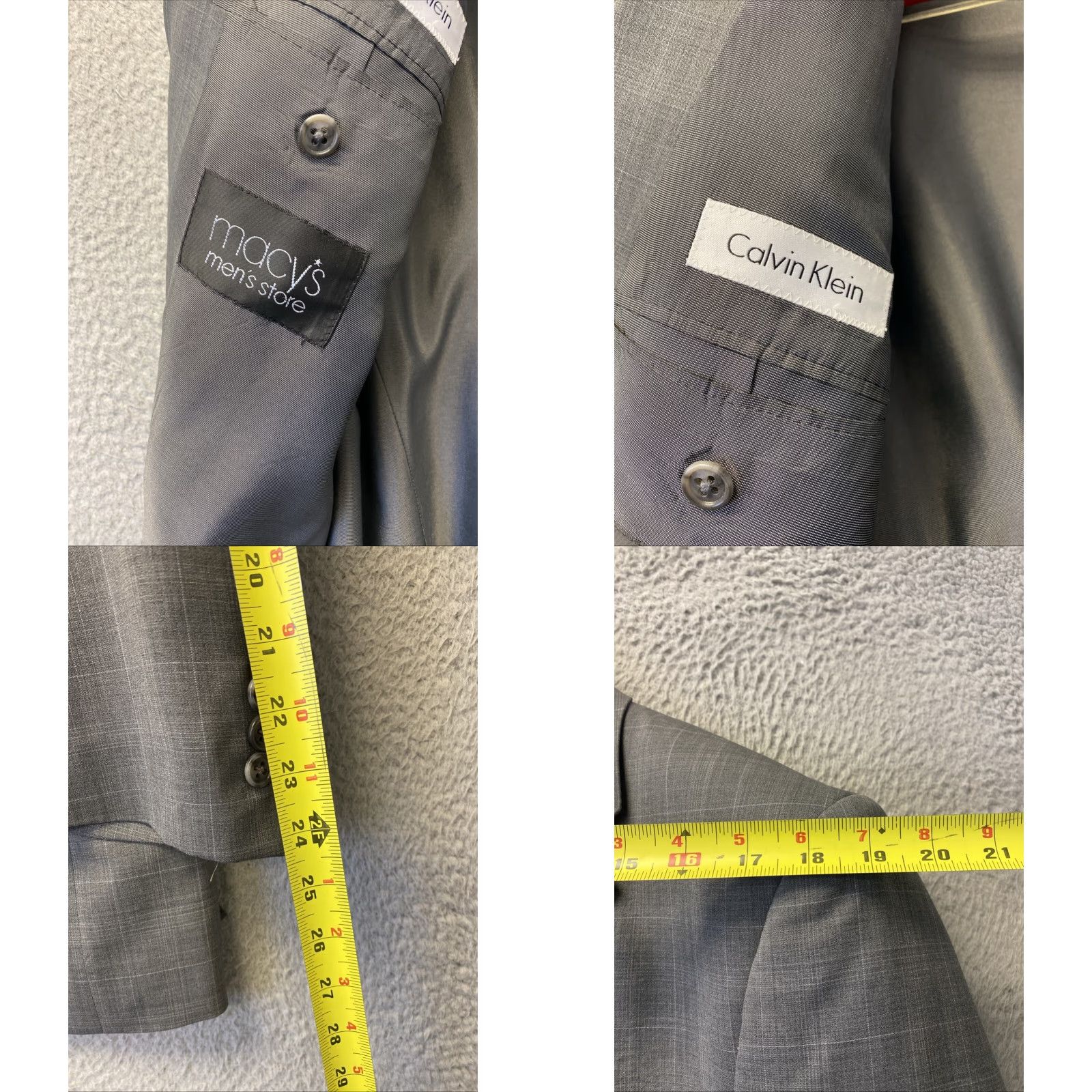 Calvin Klein Calvin Klein mens blazer 44 gray plaid 2bt jacket sport coat Size 44R - 8 Thumbnail