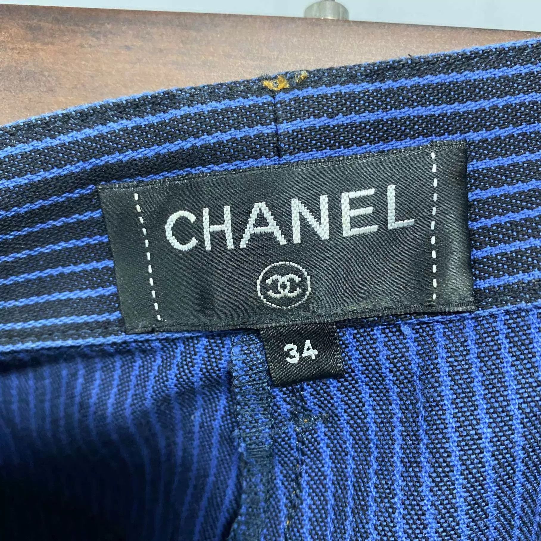 Chanel Chanel Blue Striped CC Logo Denim Shorts Women's 34 Size 25" / US 0 / IT 36 - 5 Thumbnail