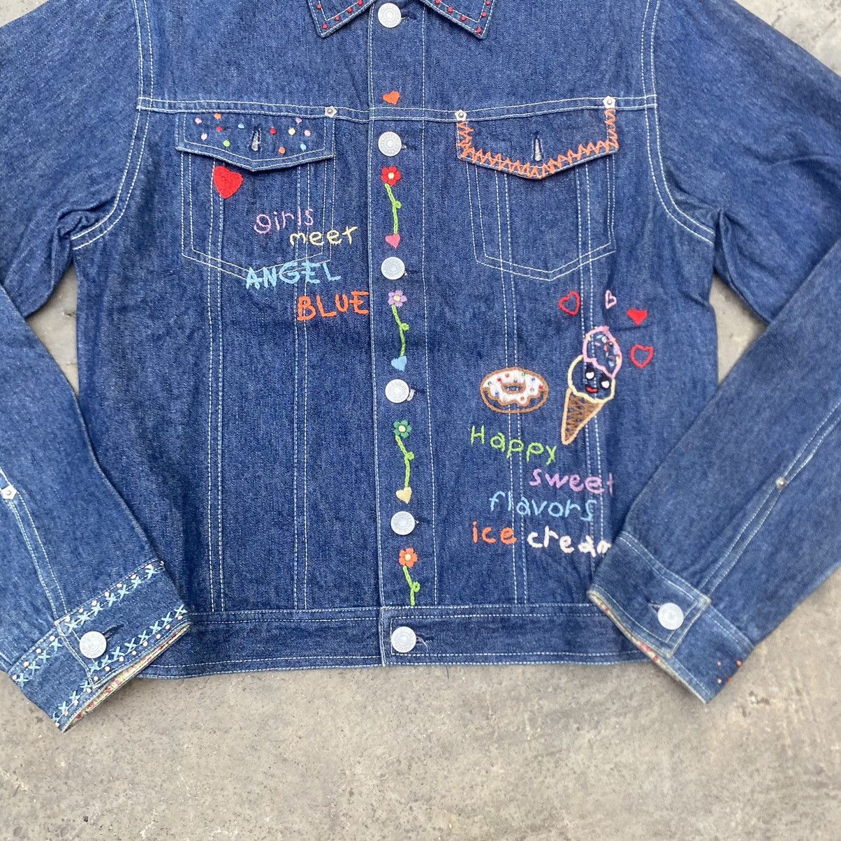 90s Angel Blue Embroidered Denim Jacket