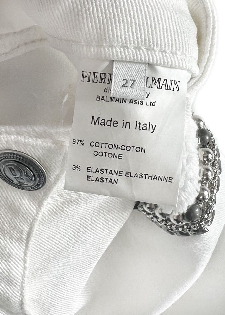 Pierre Balmain Pierre Balmain White Studded Embellished Biker Jeans Size 27" / US 4 / IT 40 - 8 Thumbnail