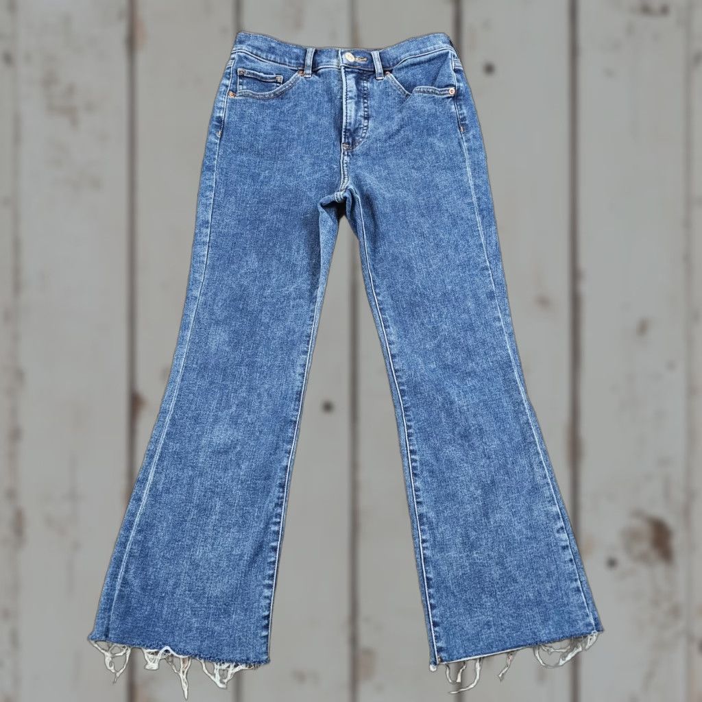 Express Vintage Express Women's Cropped Flare Jeans 00 High Rise Stretch Denim Blue 25x25 Size 24" / US 00 / IT 34 - 1 Thumbnail