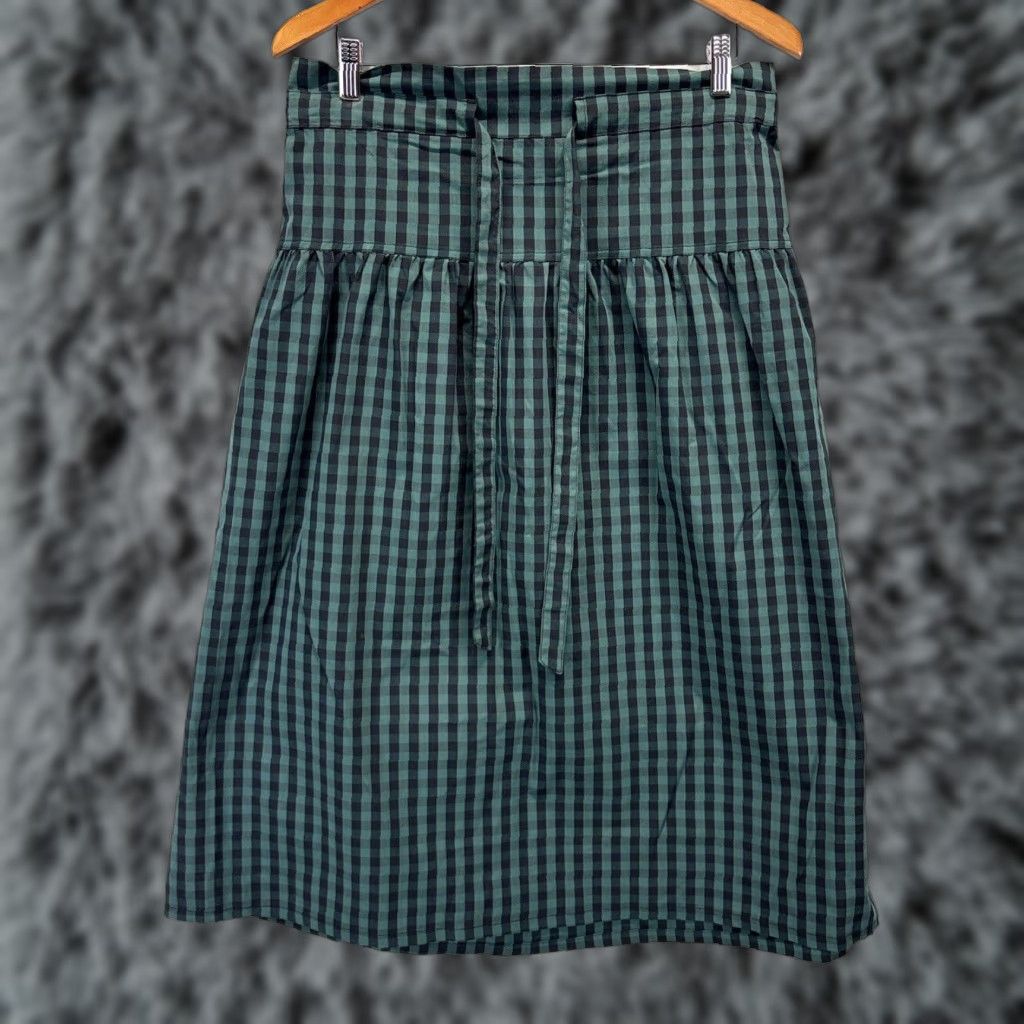 Vintage VINTAGE Draper James Women's Midi Skirt A-Line Check Gingham Green Black Large Size 36" / US 14 / IT 50 - 1 Thumbnail