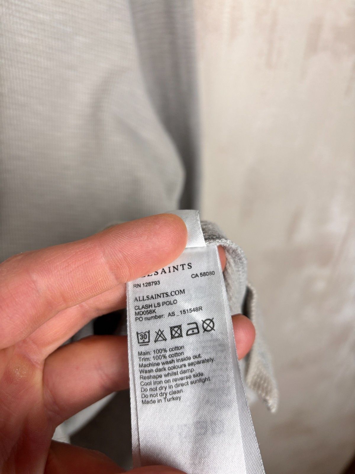 Allsaints AllSaints Clash Long Sleeve Polo Waffle Textured Size L Size US L / EU 52-54 / 3 - 11 Thumbnail