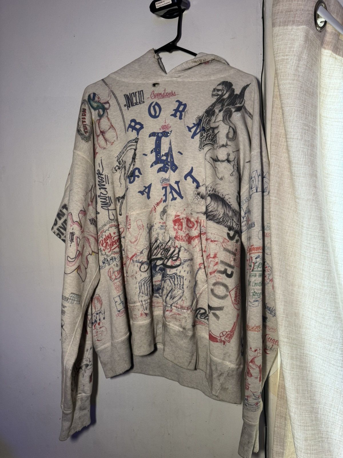 Saint Michael Saint Michael Born x Raised Graffiti Hoodie Size US XL / EU 56 / 4 - 2 Thumbnail