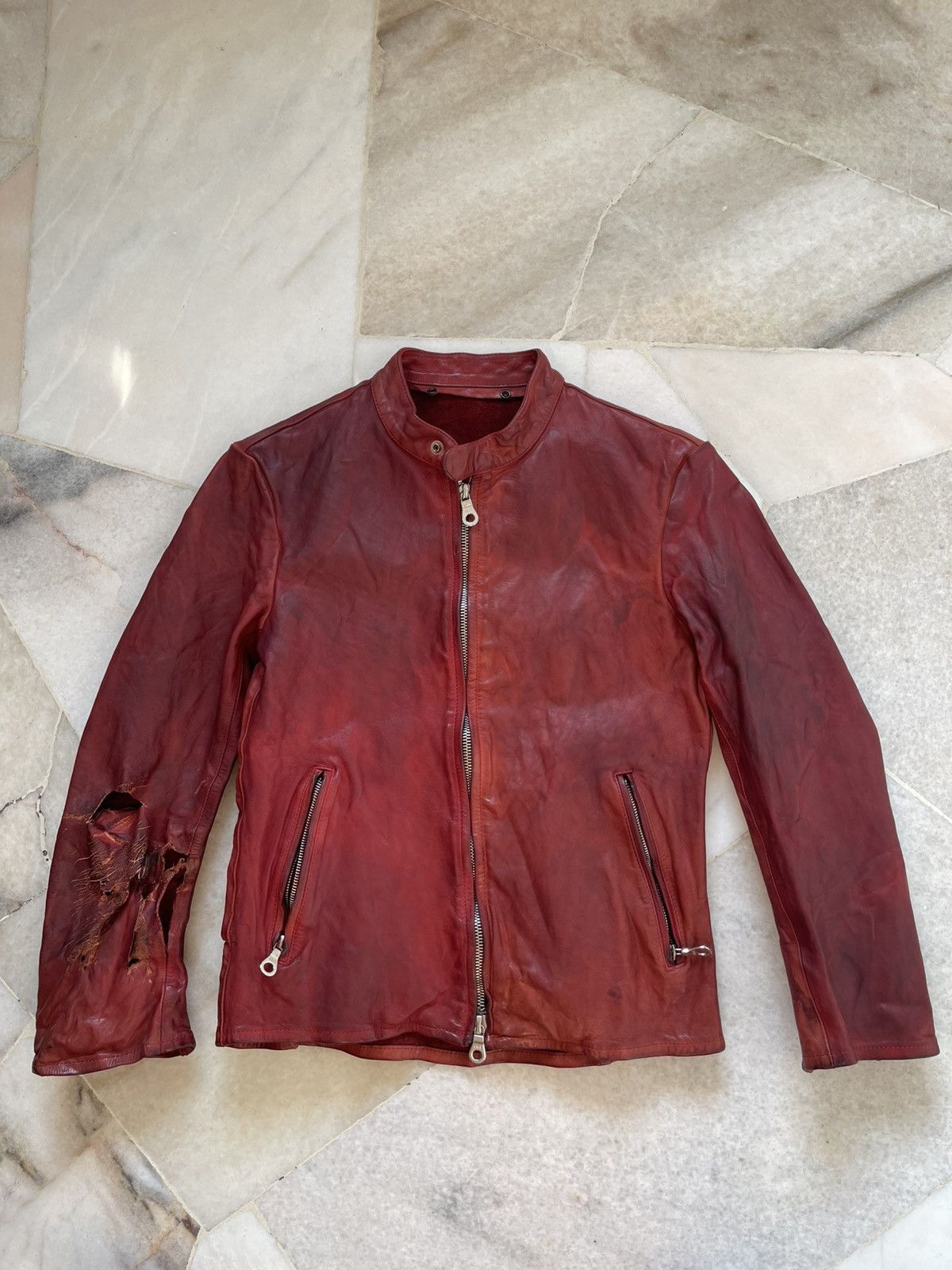 Isamu Katayama Backlash Isamu Katayama Backlash Red Leather Biker Jacket Size US XS / EU 42 / 0 - 9 Thumbnail